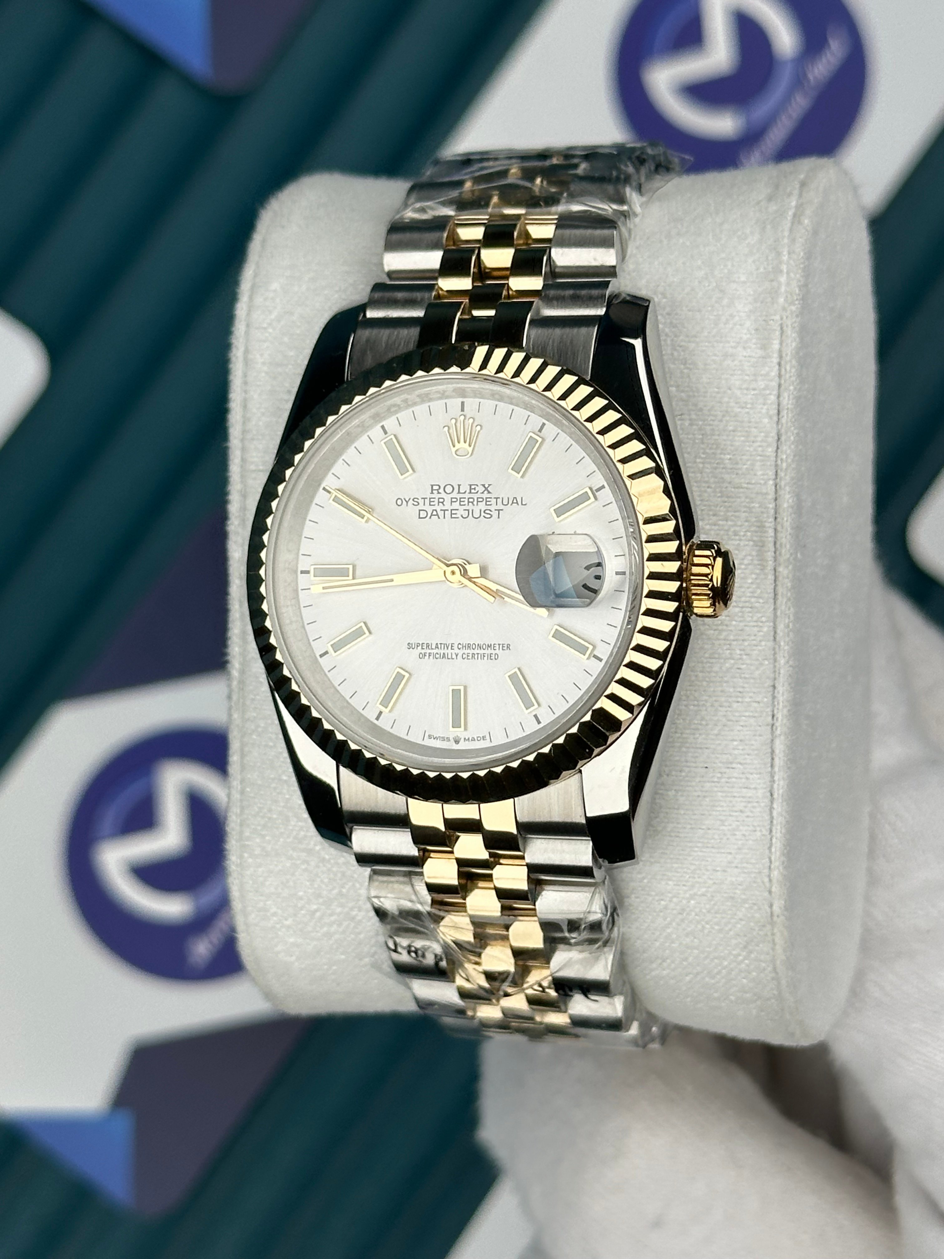 ROLEX 36 BEYAZ KADRAN DÜZ INDEX GOLD-SILVER JUBILEE