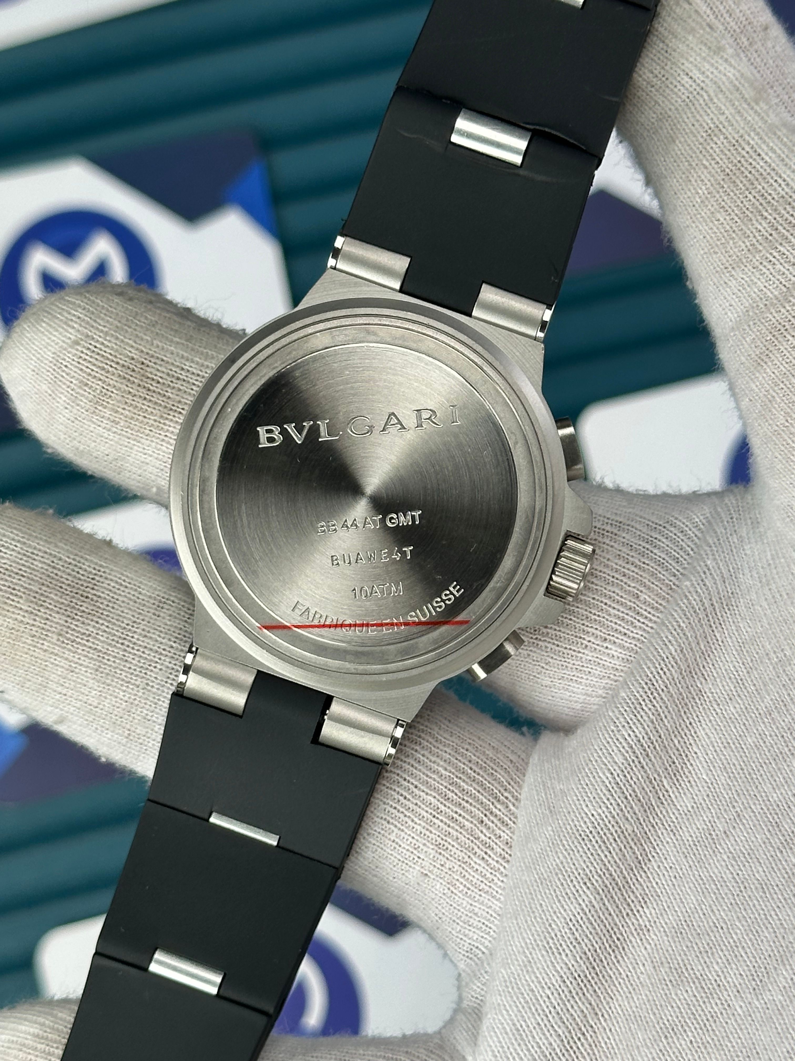 BVLGARI TITANYUM BLACK DIAL SILVER CASE CHRONOGRAPH BLACK RUBBER