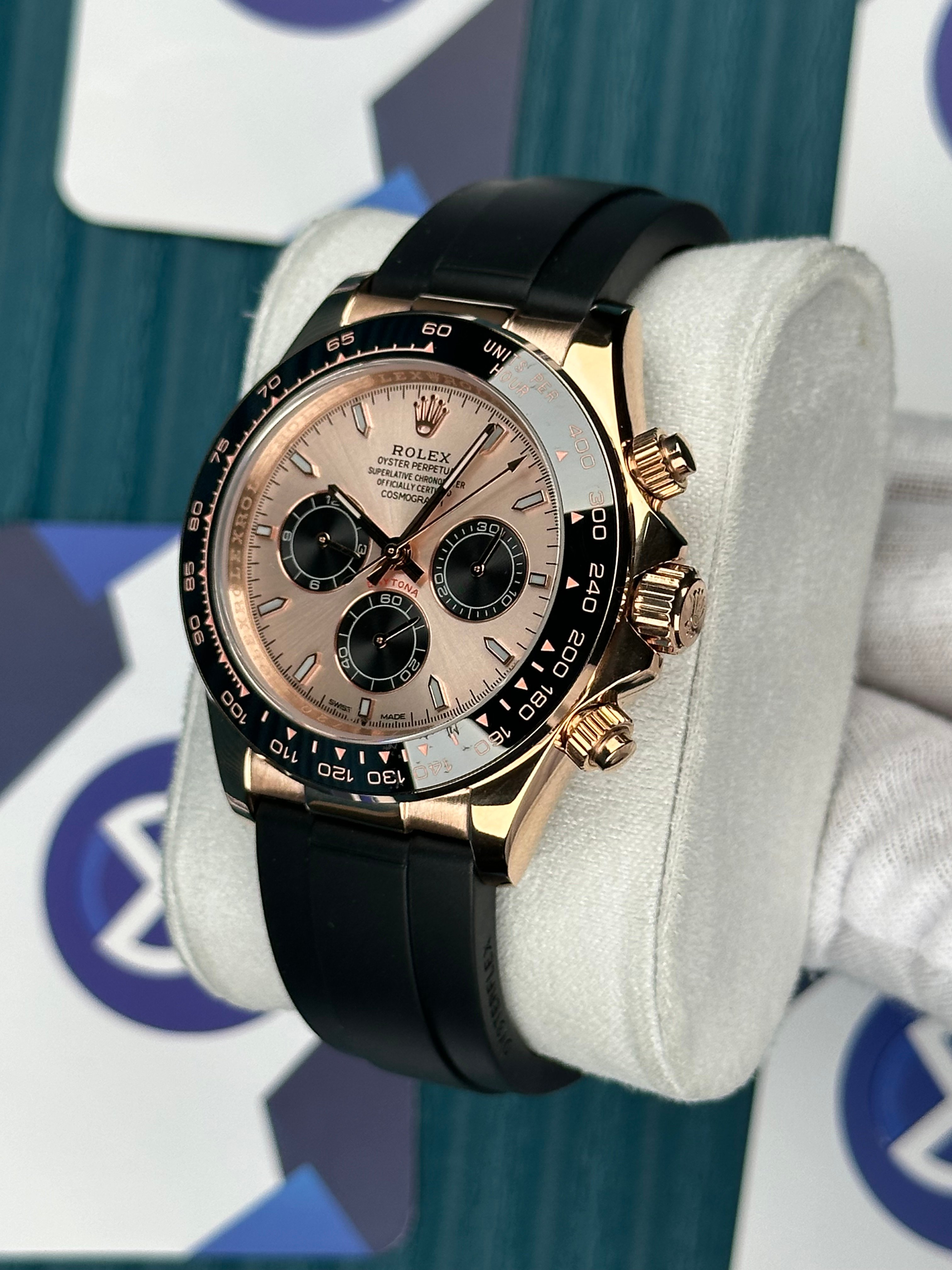 ROLEX DAYTONA ROSE DIAL ROSE CASE OYSTERFLEX