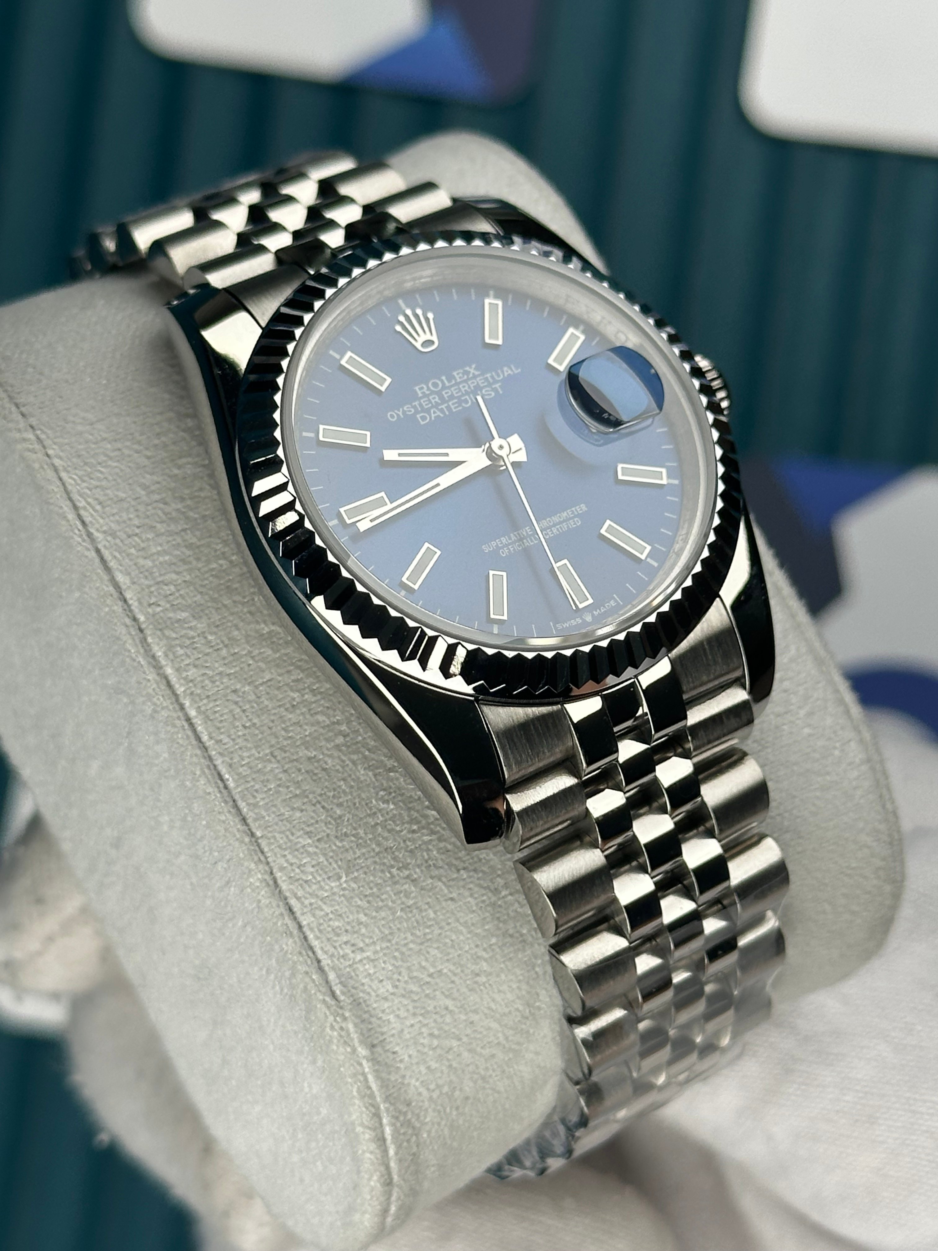 ROLEX 36 BLUE DIAL SILVER JUBILEE