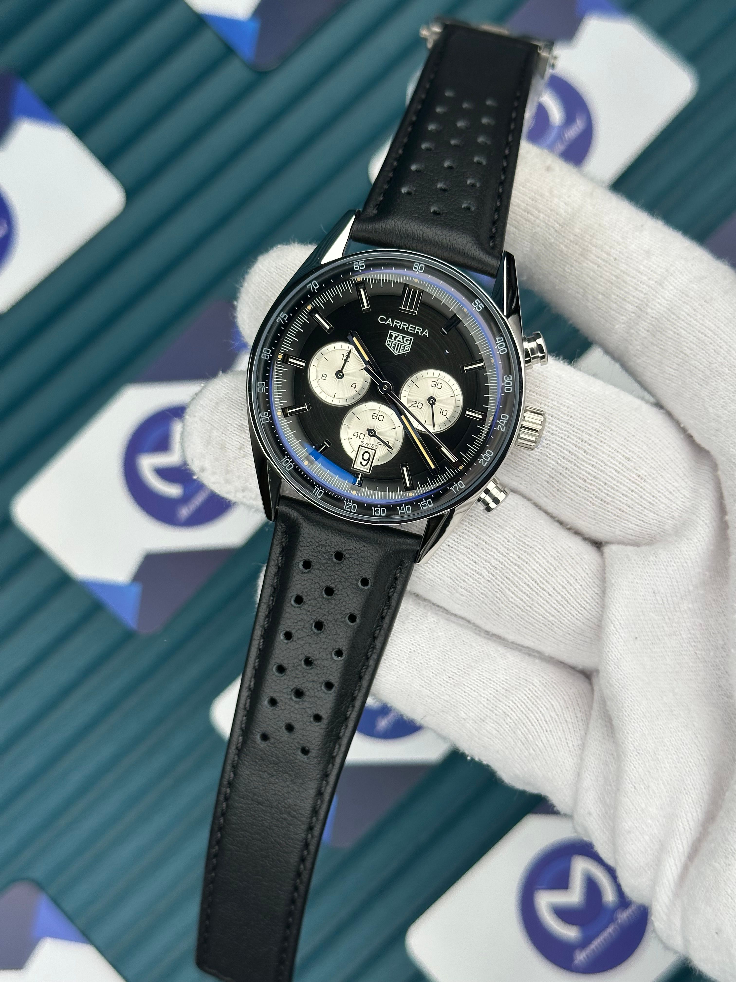 Tagheuer Carrera Siyah Deri Kordon Fonksiyonlu 
