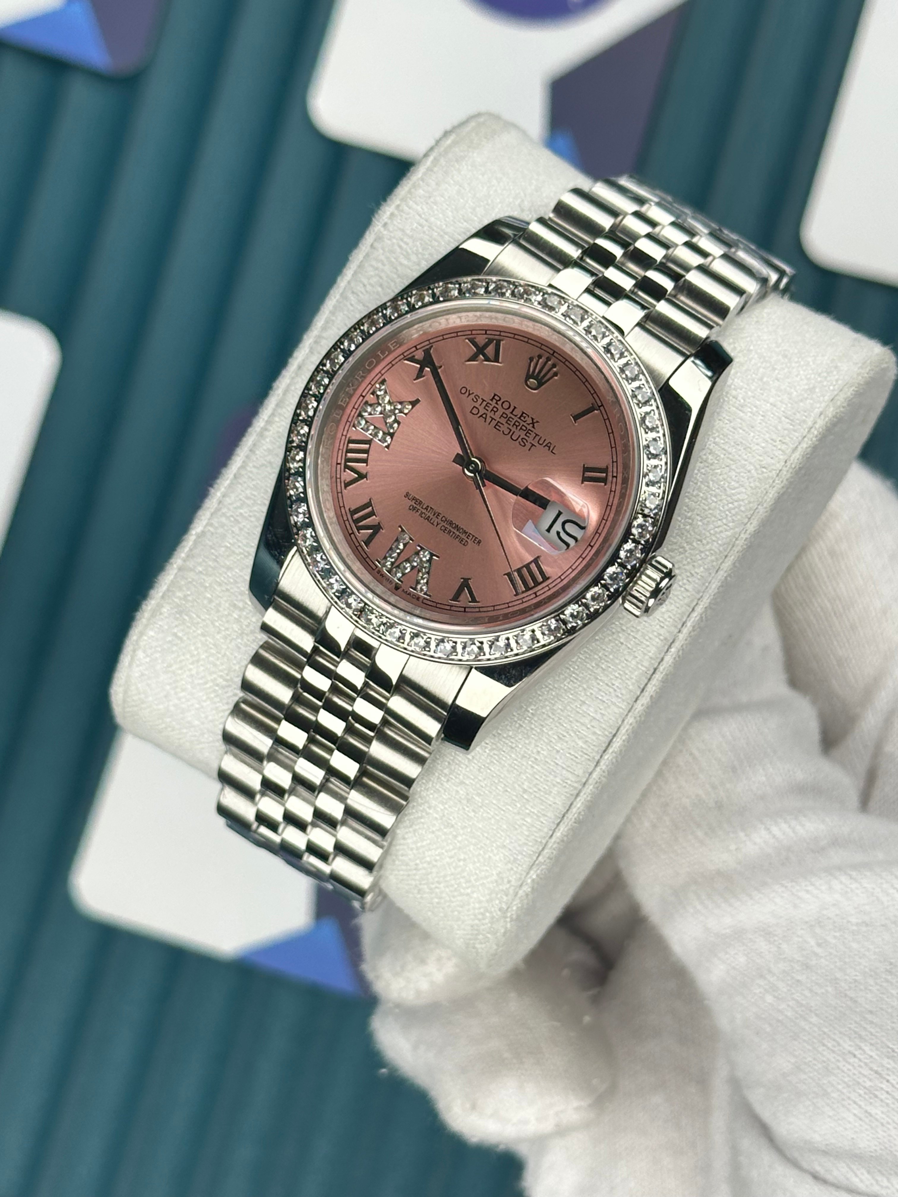 ROLEX 36 PEMBE KADRAN PIRLANTA BEZEL SILVER JUBILEE