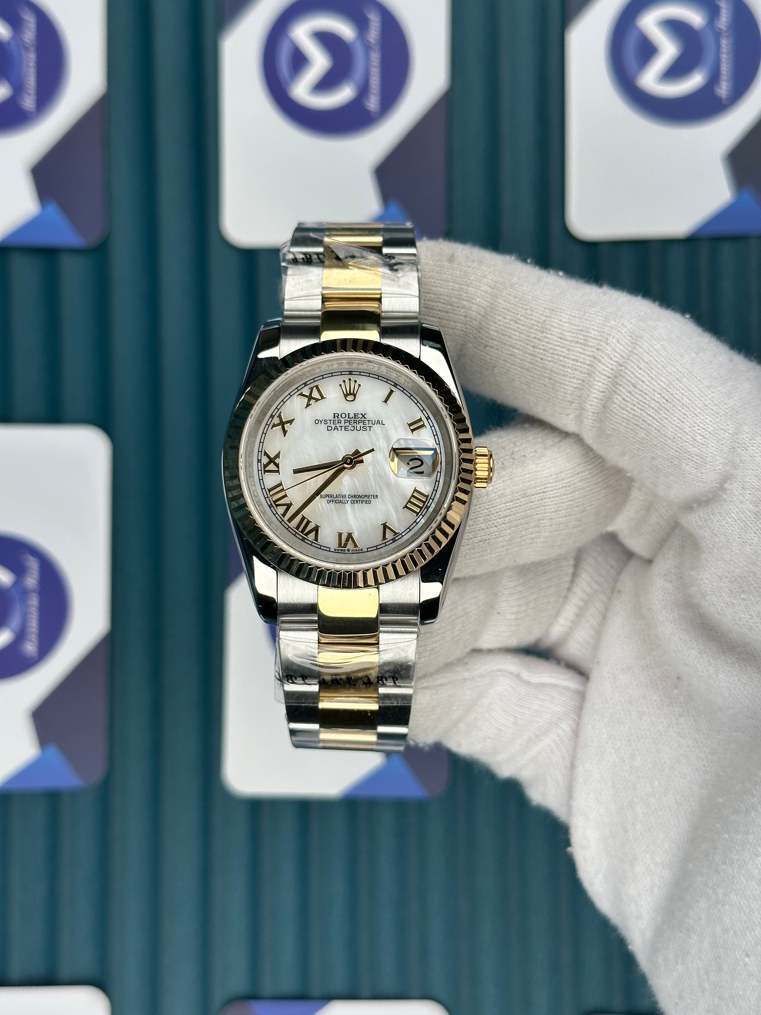ROLEX 36 BEYAZ SEDEF KADRAN ROMA INDEX GOLD-SILVER OYSTER