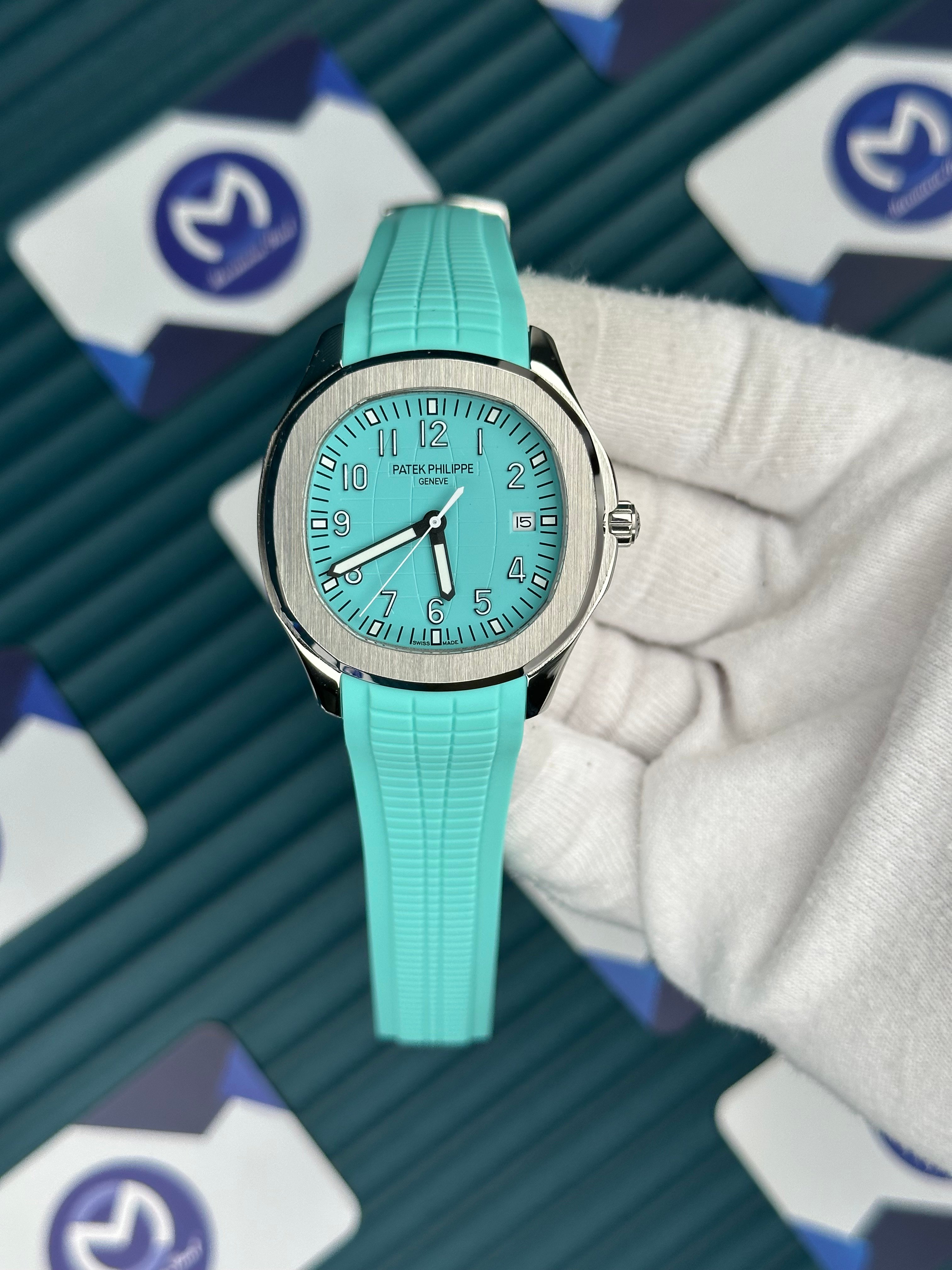Patek Philippe Turkuaz Kauçuk Kordon Gümüş Kasa