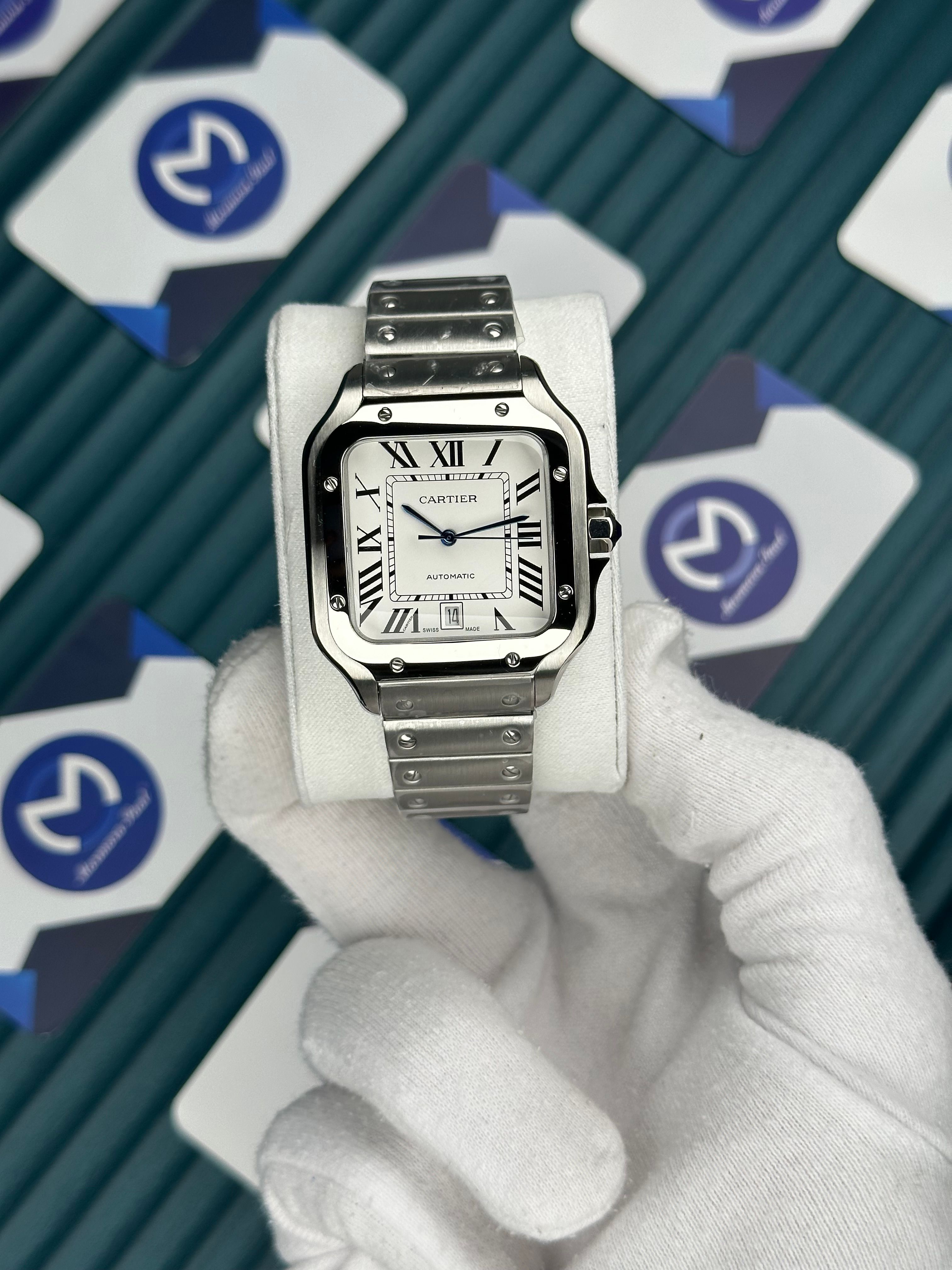 Cartier Santos Silver Beyaz Kadran