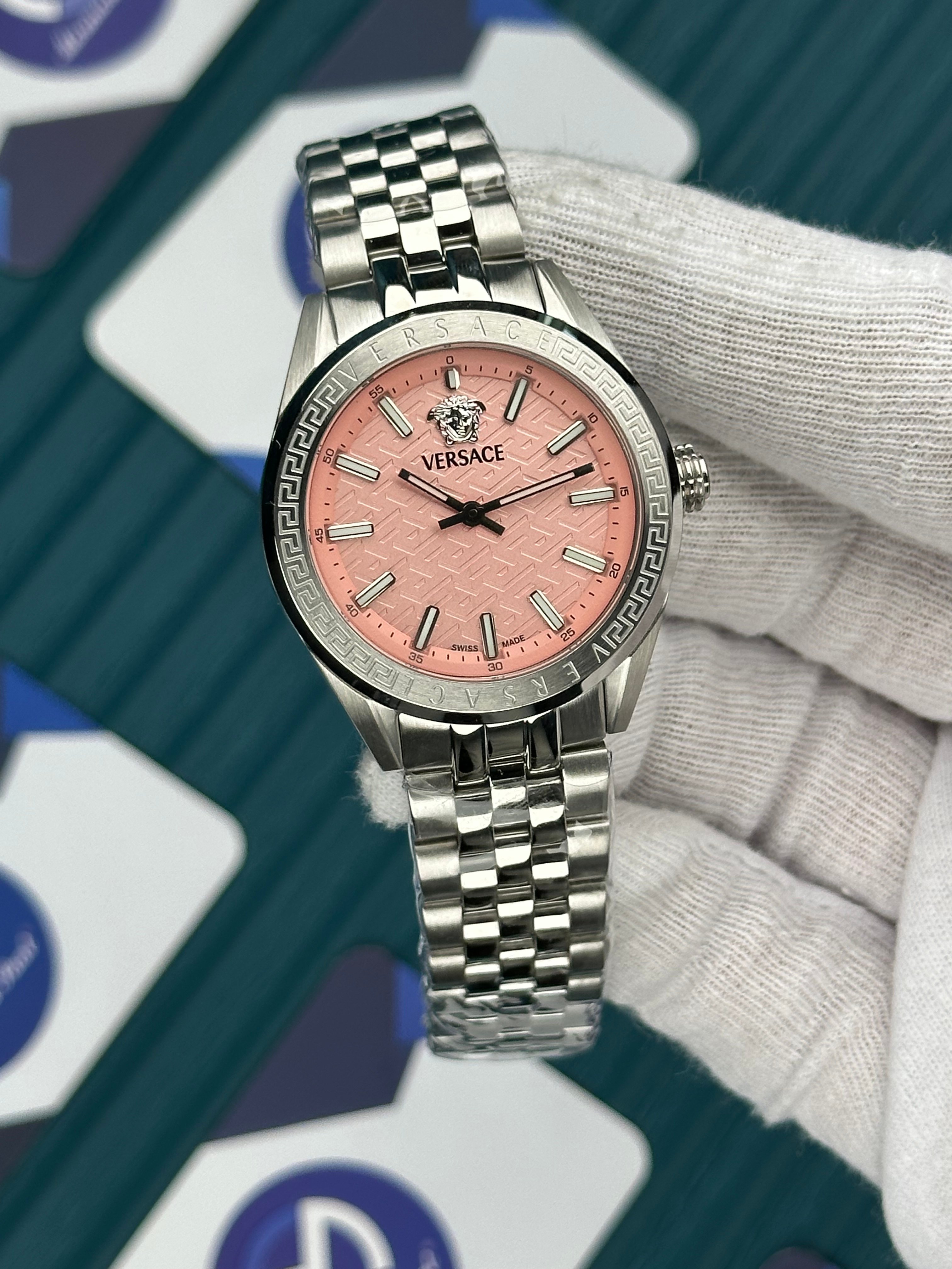 VERSACE 36 PINK DIAL SILVER JUBILE