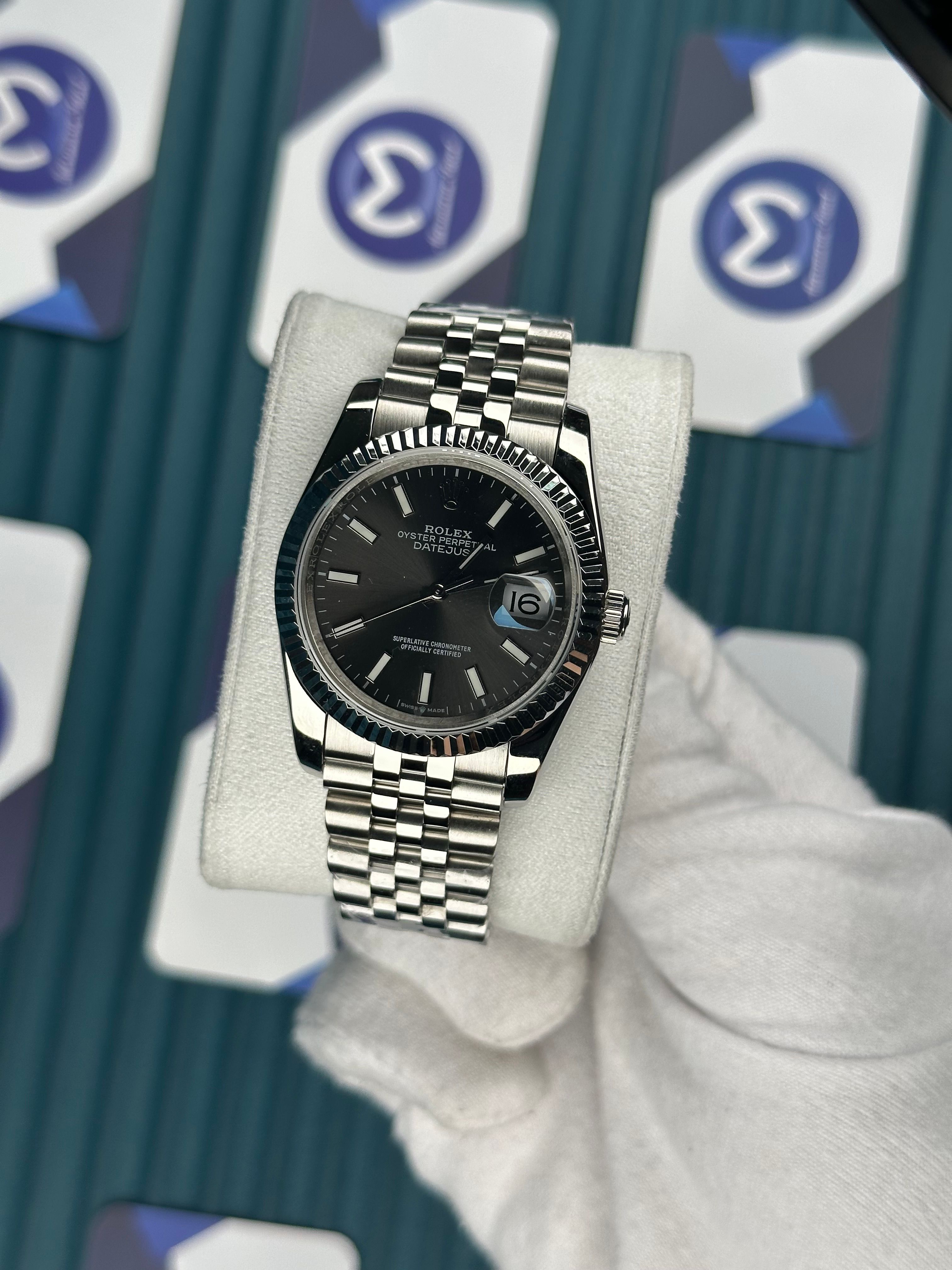 ROLEX 36 DATEJUST GREY DIAL SILVER JUBILEE 