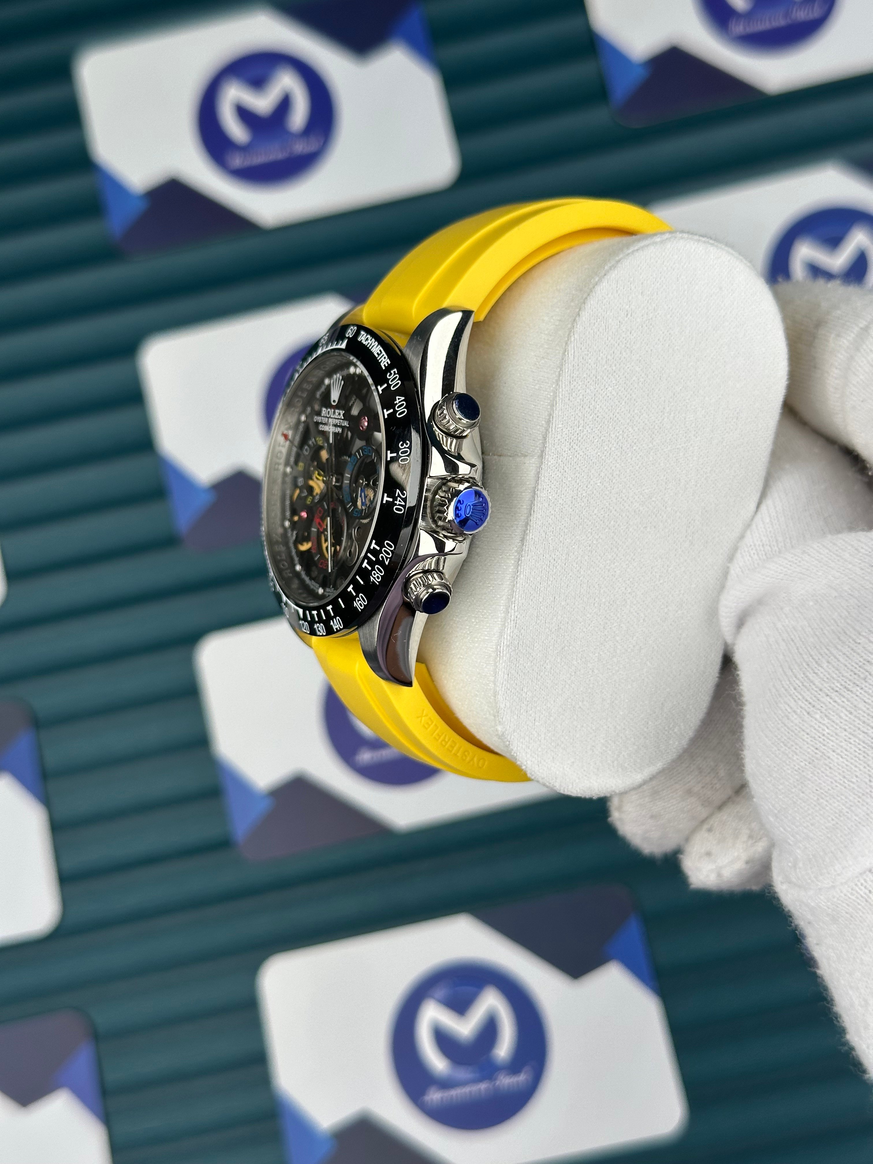 Rolex Daytona Juan Pablo Montoya Silver Yellow Oysterflex