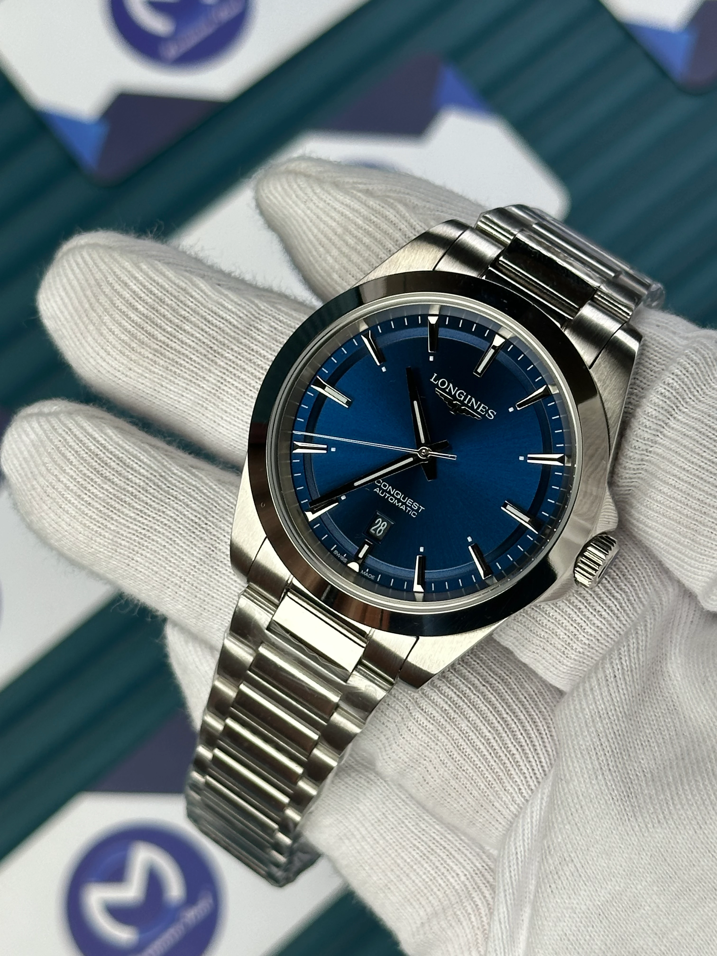 LONGINES CONQUEST AUTOMATIC BLUE DIAL SILVER 