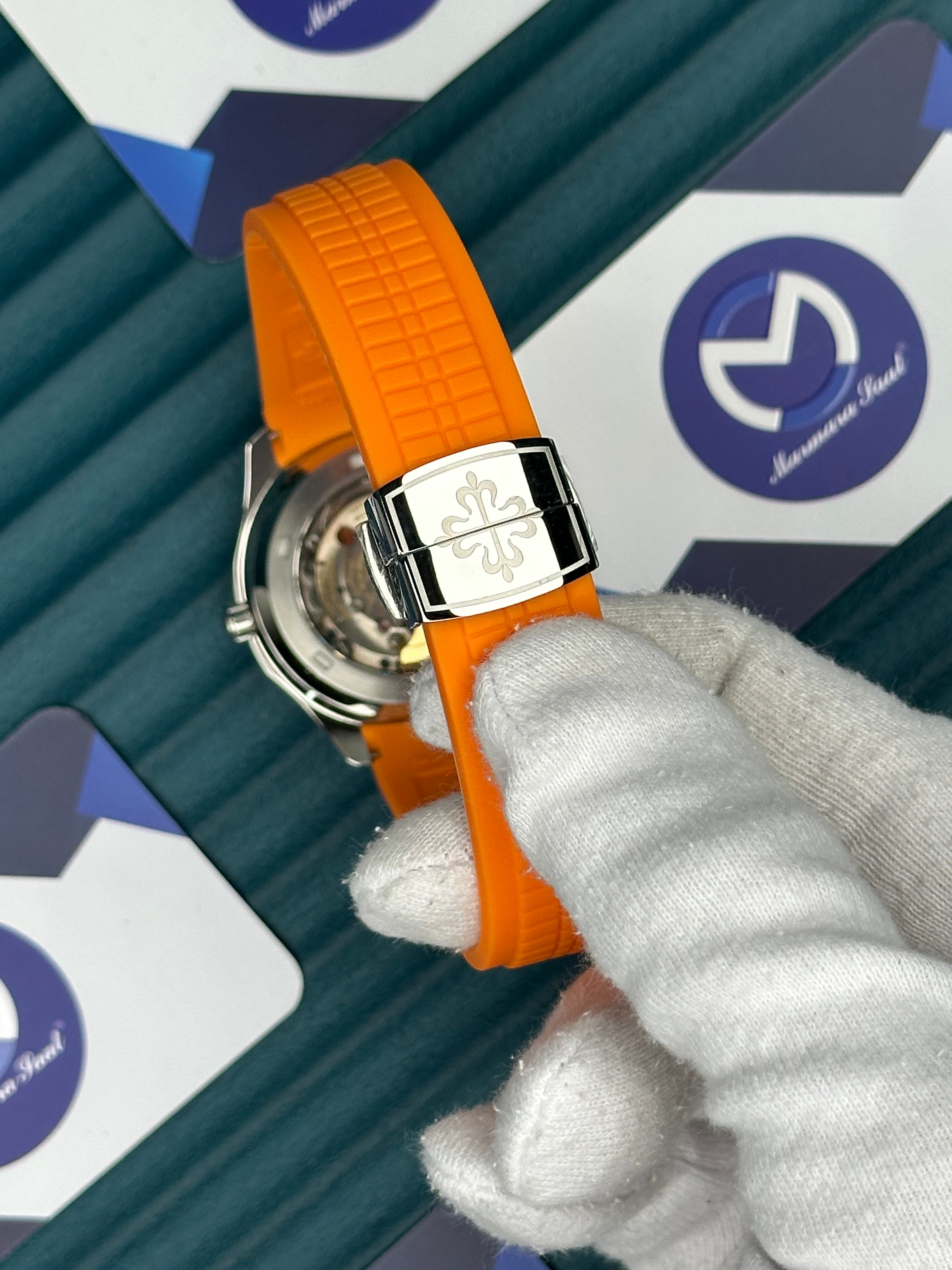 Patek Philippe Aquanaut Turuncu Kauçuk Kordon Gümüş Kasa
