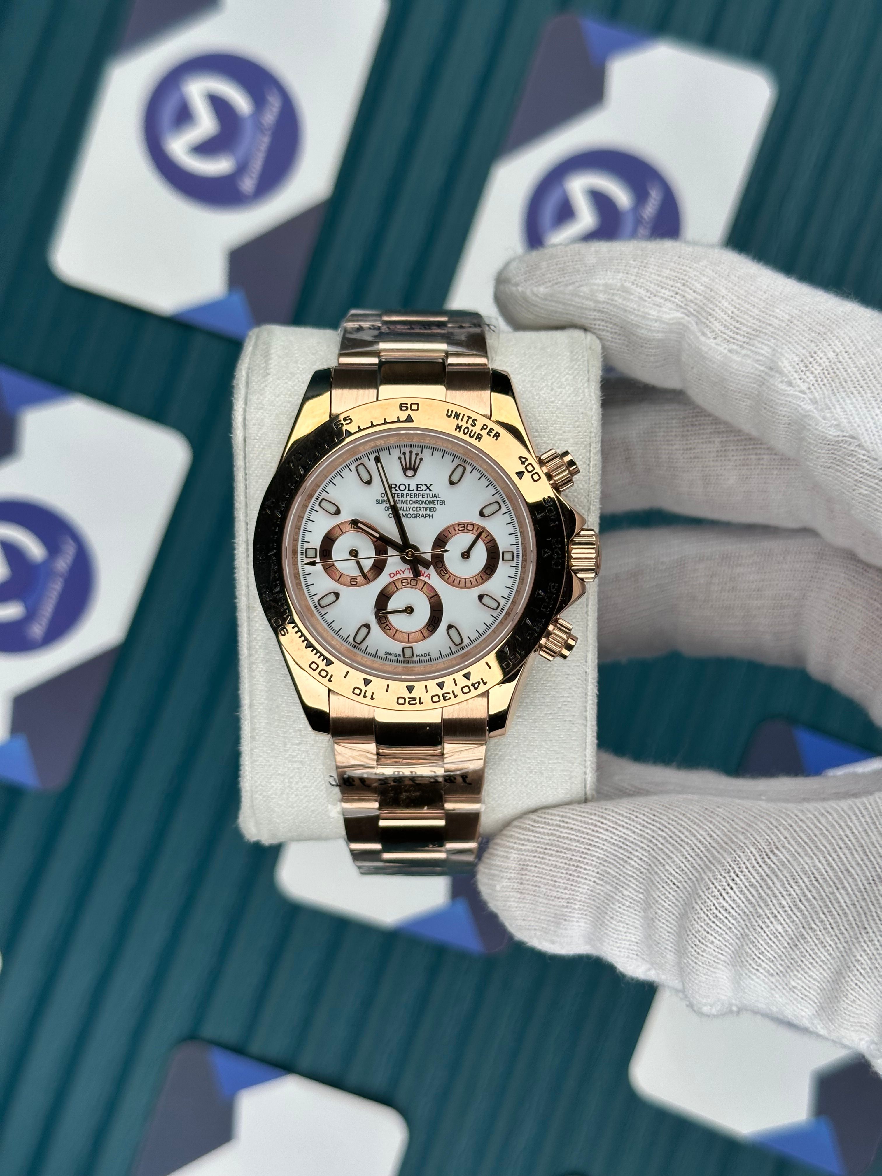ROLEX DAYTONA WHITE DIAL ROSE OYSTER
