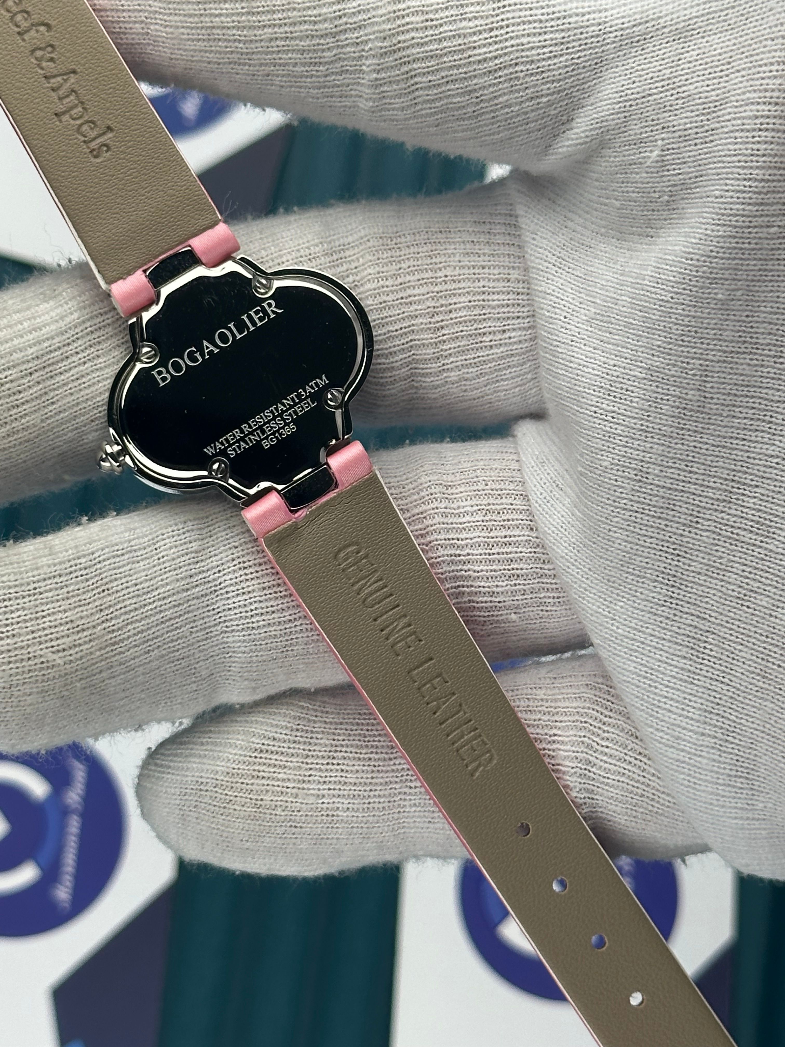 VAN CLEEF & ARPELS WHITE DIAL DIAMOND BEZEL SILVER CASE PINK LEATHER CORD