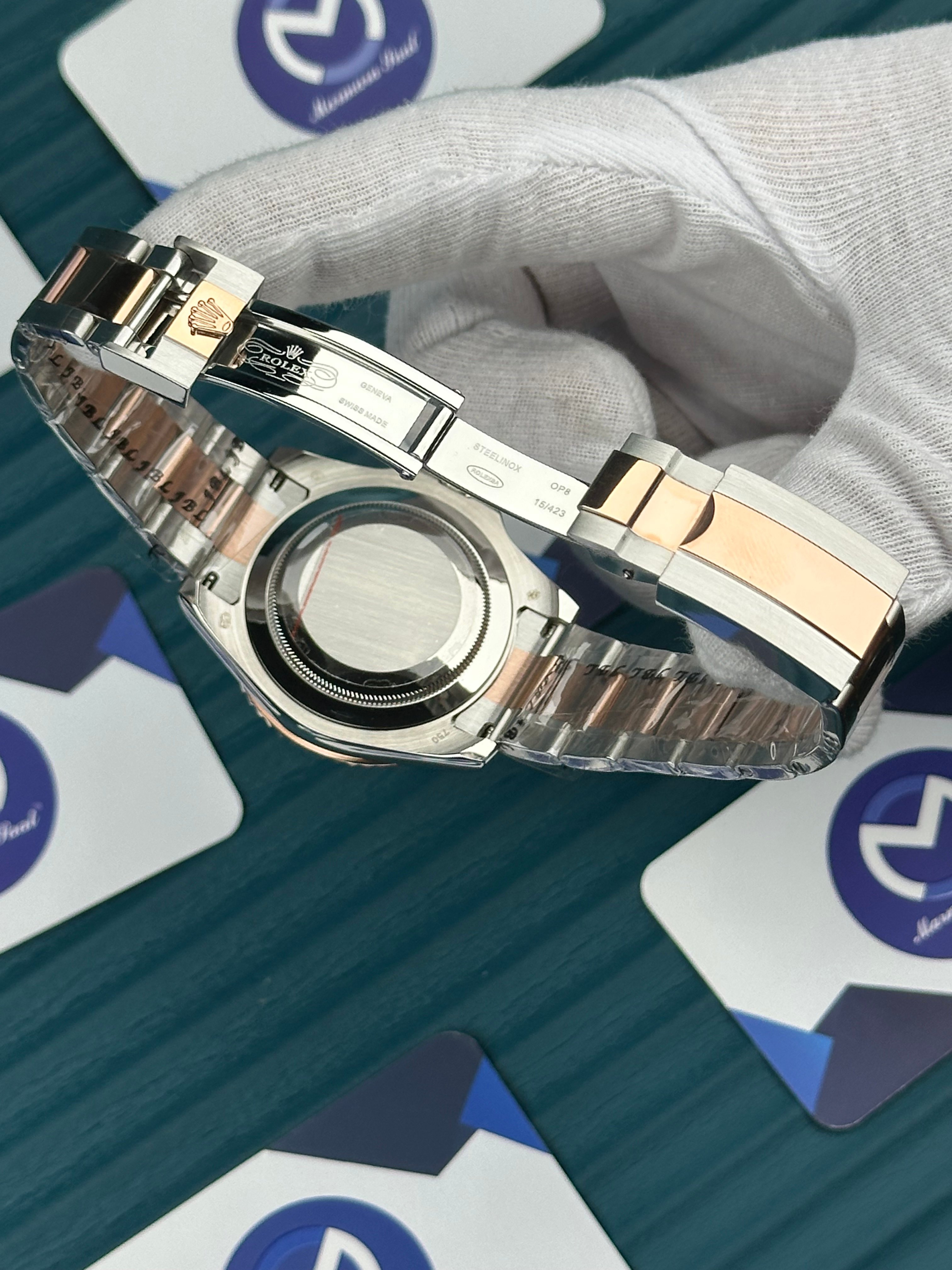 ROLEX YACHT-MASTER BROWN DIAL ROSE BEZEL ROSE-SILVER OYSTER