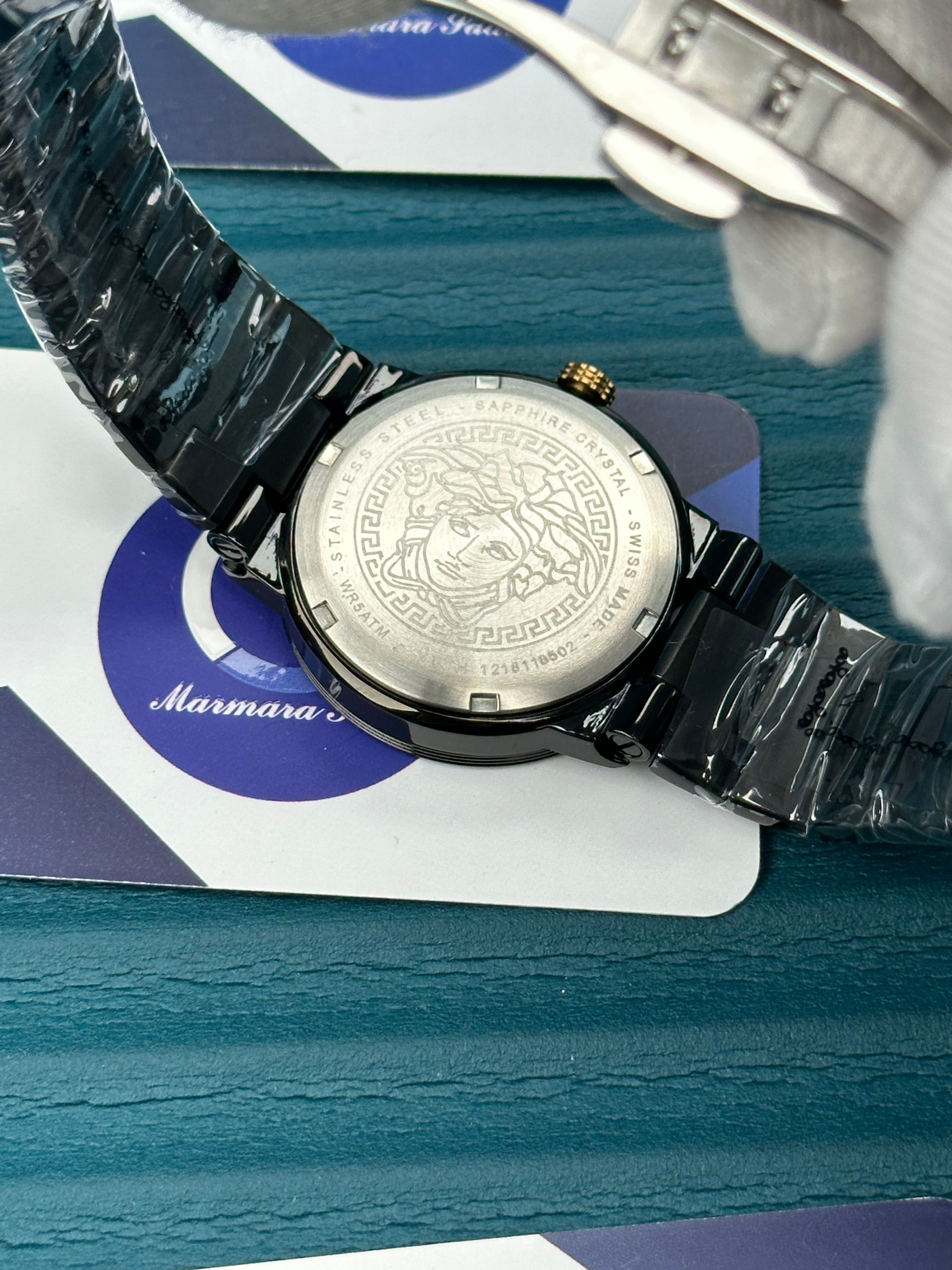VERSACE 36 CHRONOMETER GOLD DETAILS BLACK