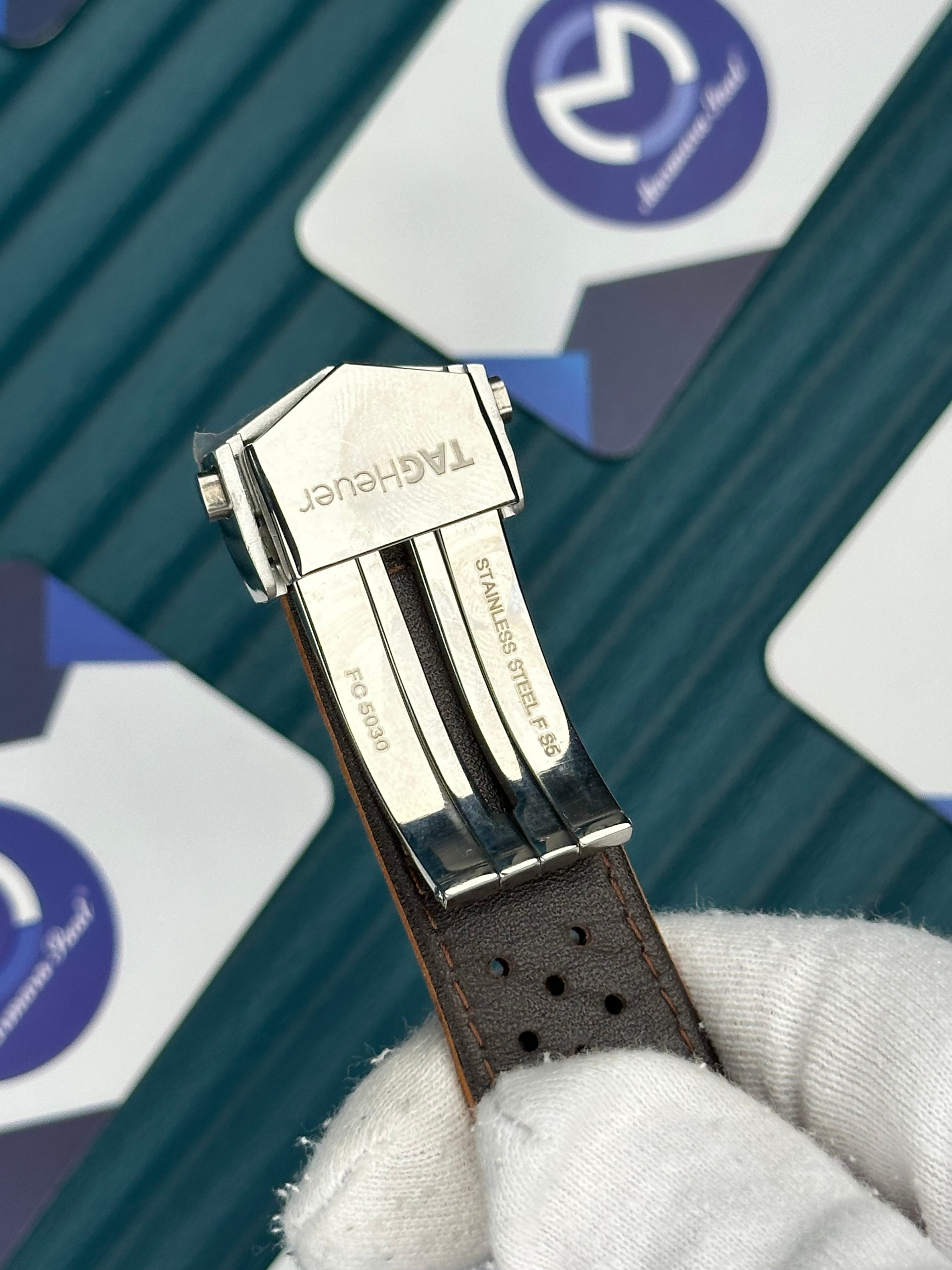 Tagheuer Carrera Mavi Kadran Kahverengi Deri Kordon
