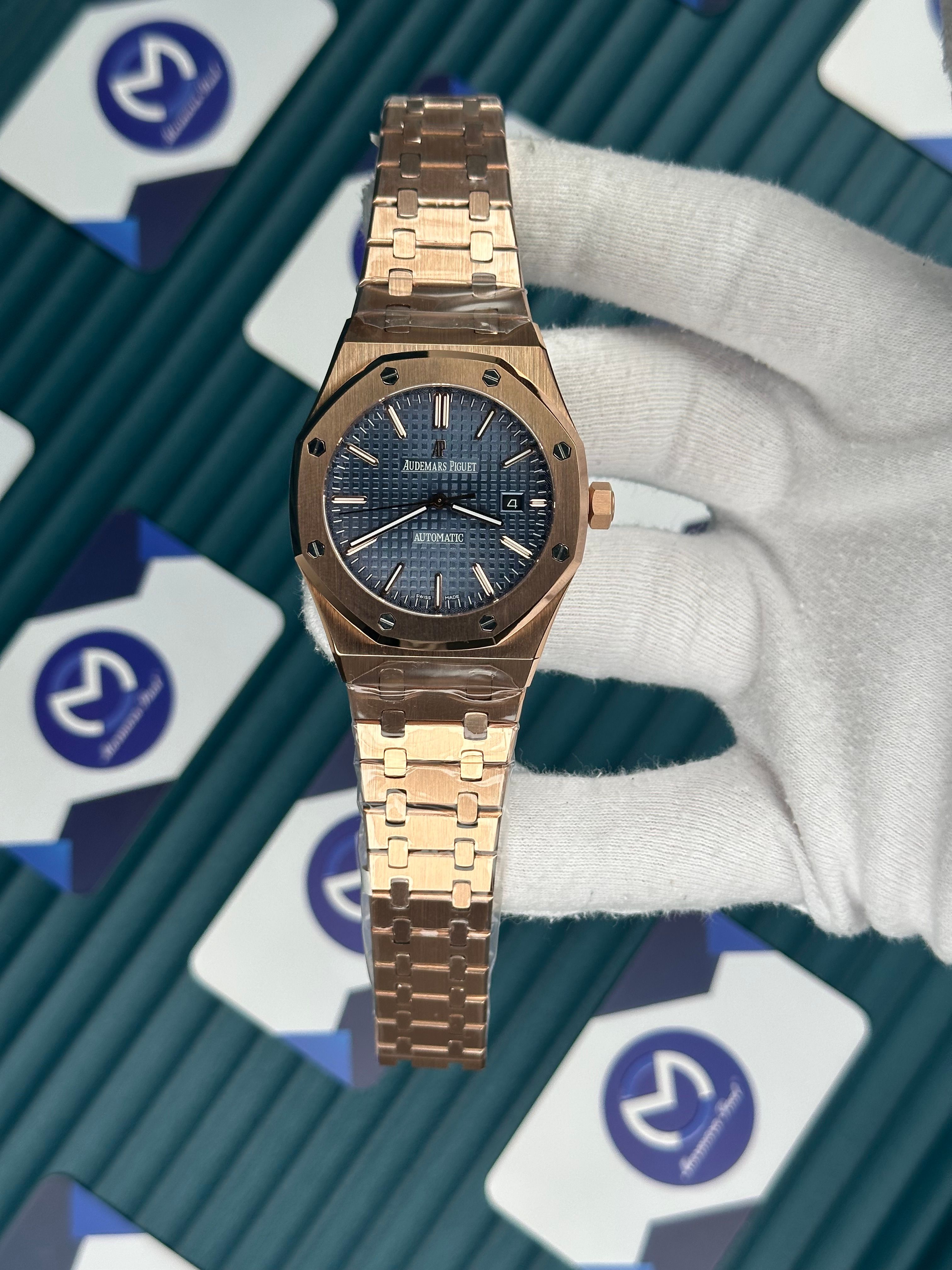 Audemars Piguet Rose Gold Kordon Mavi Kadran Automatic