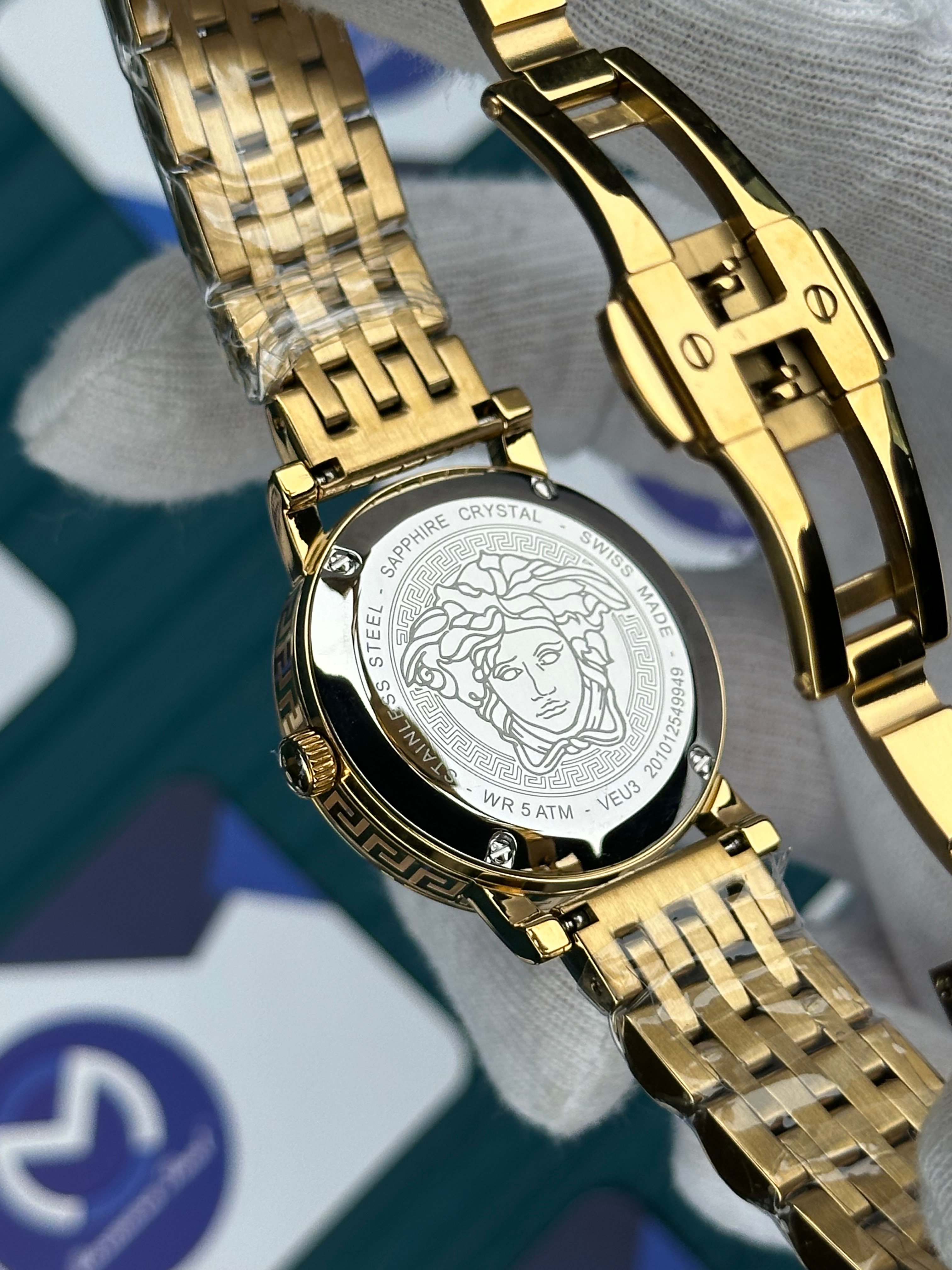 VERSACE DESENLİ AYNALI BEZEL DESENLİ GOLD