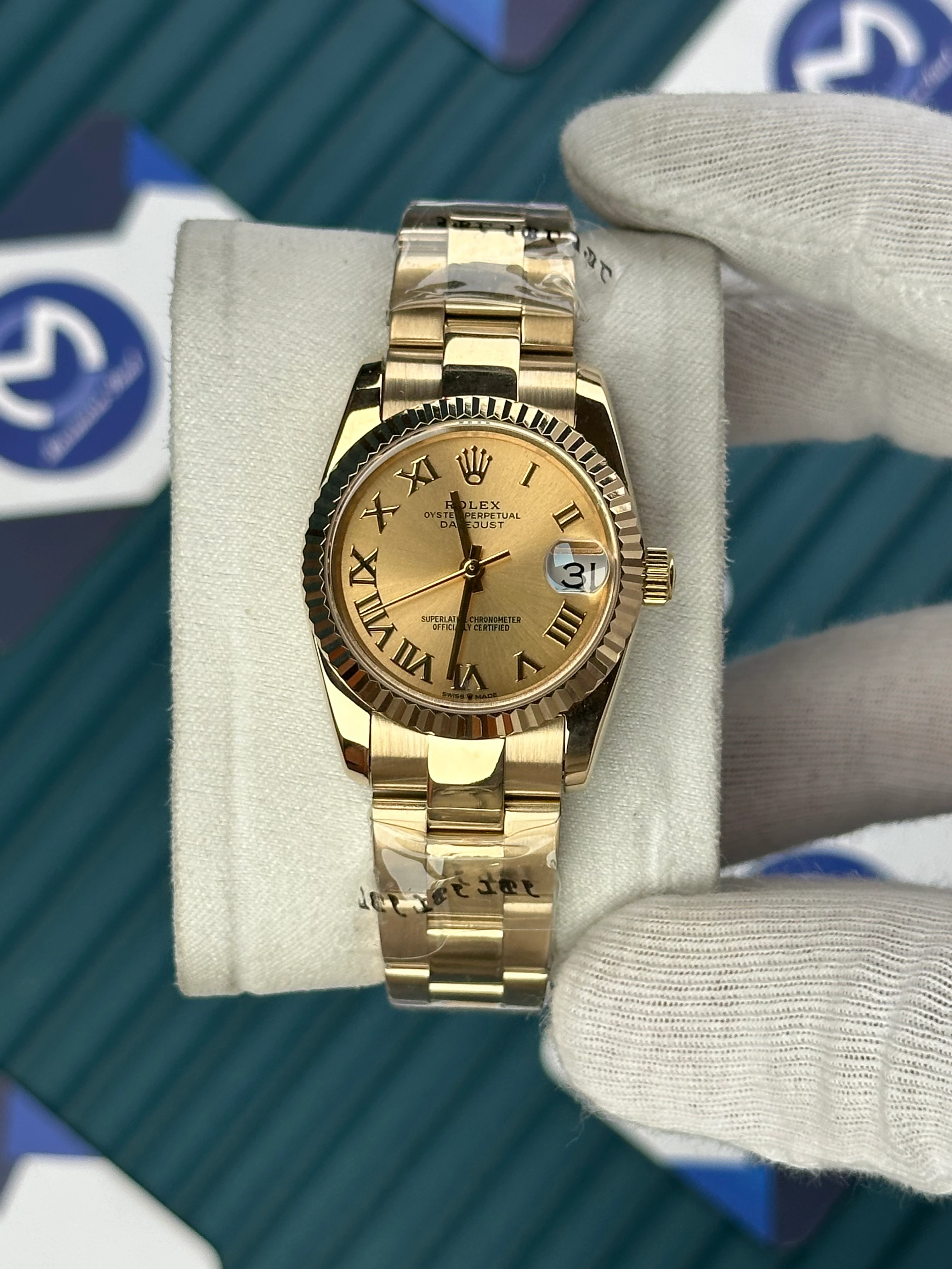ROLEX 31 MM DATEJUST GOLD DIALROMA INDEX GOLD OYSTER 