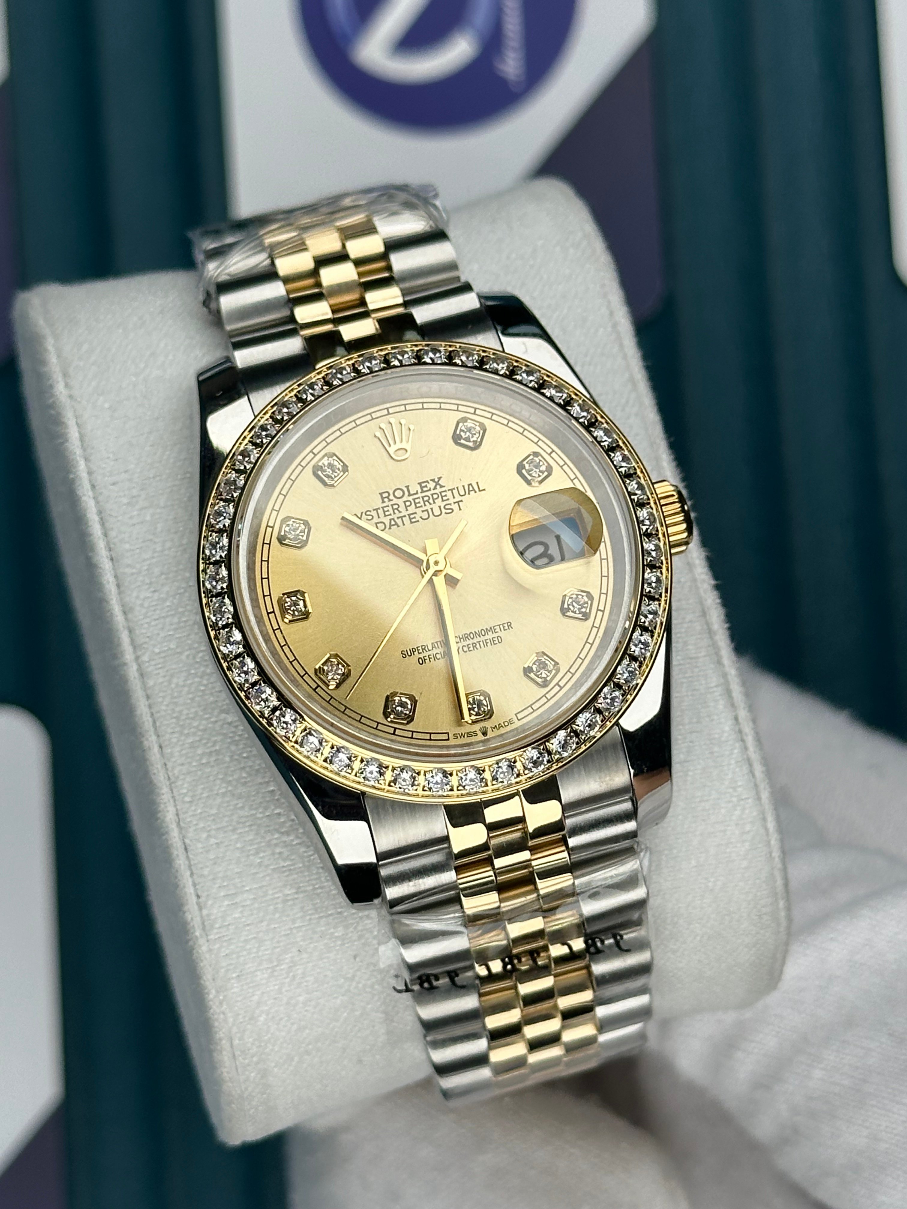 ROLEX 36 GOLD KADRAN PIRLANTA BEZEL INDEX GOLD-SILVER JUBILEE