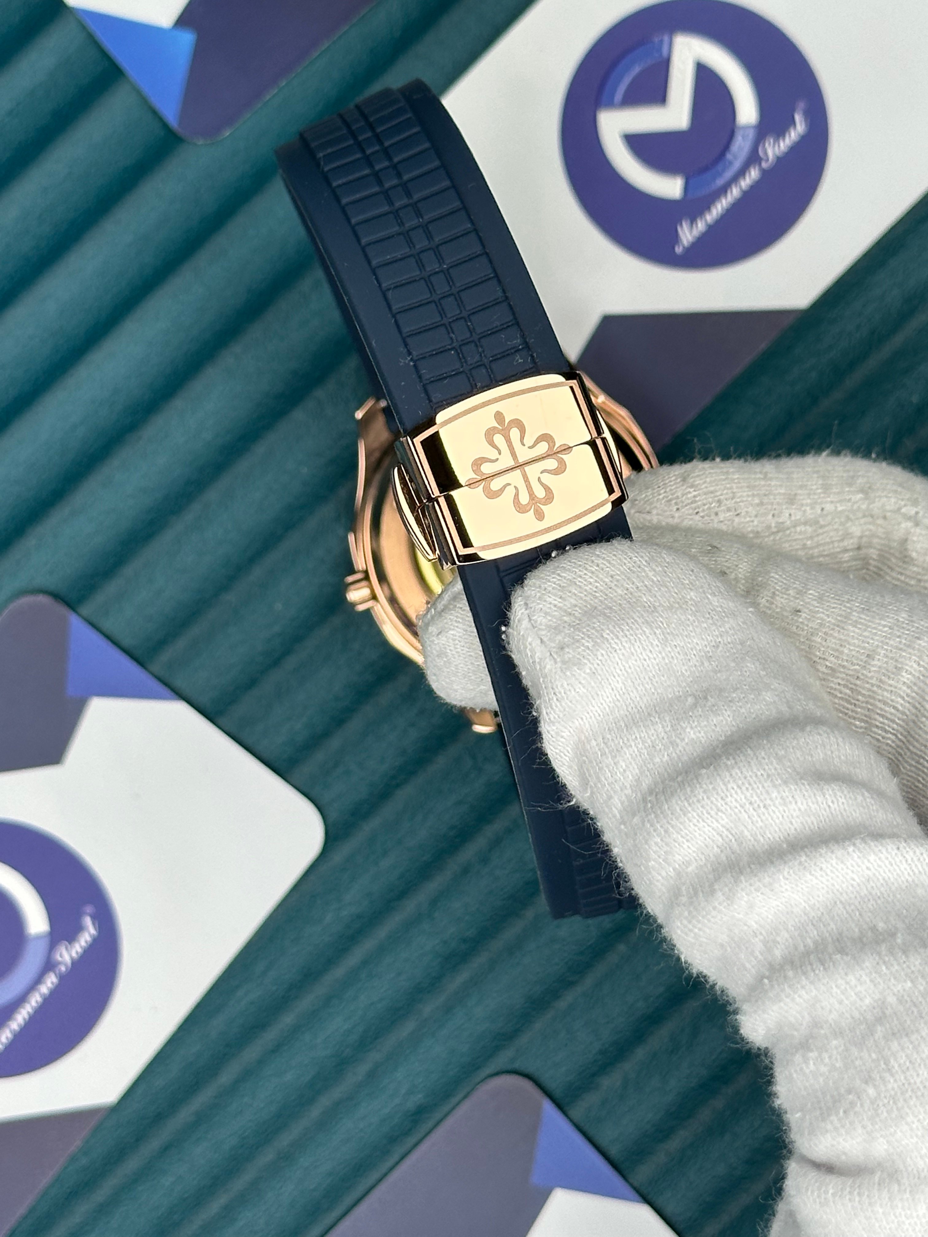 Patek Philippe Aquanaut Mavi Kordon Mavi Kadran Rose Kasa