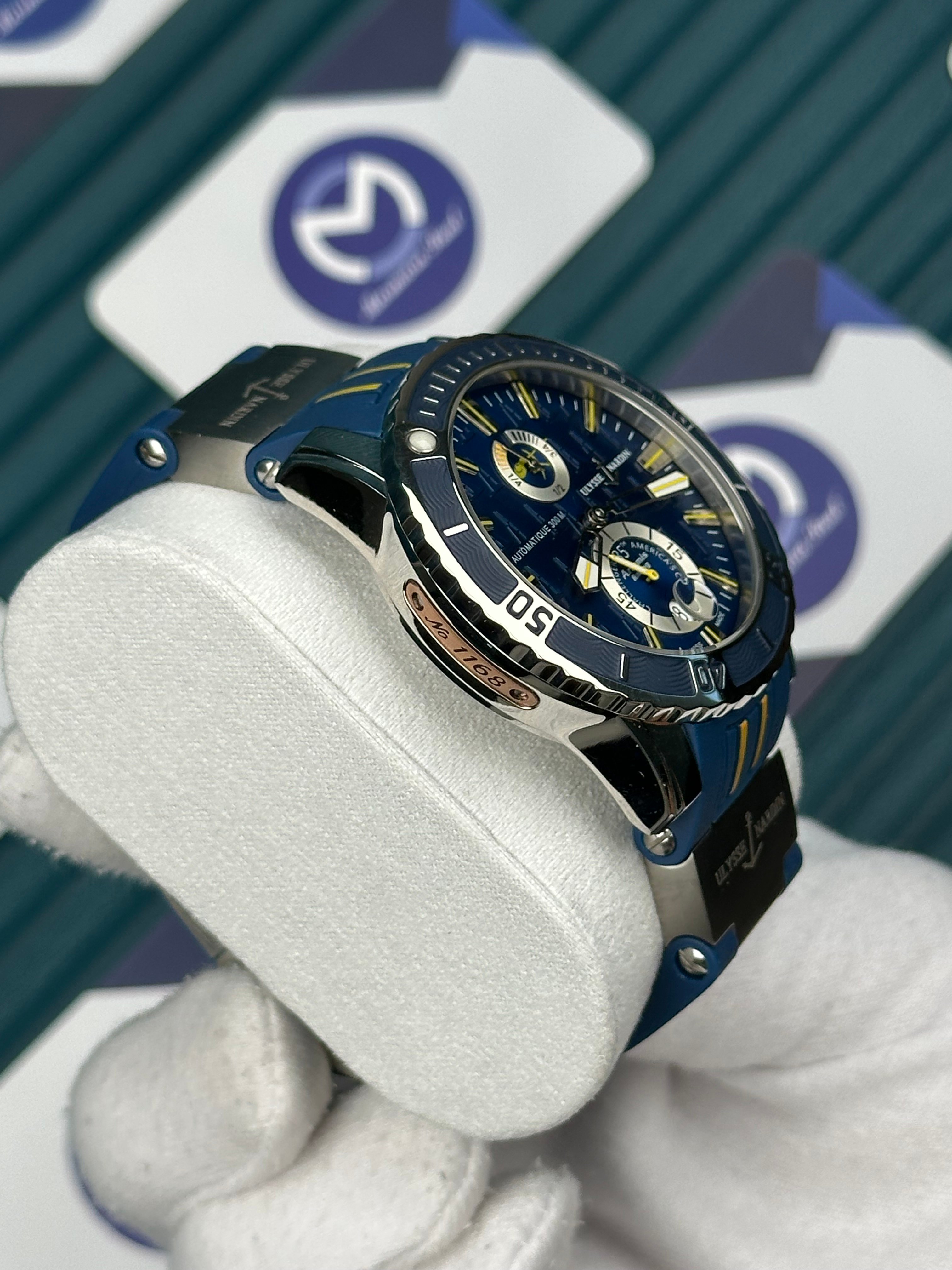 Ulysse Nardin Blue Yellow Cord Blue Dial Chronometer 