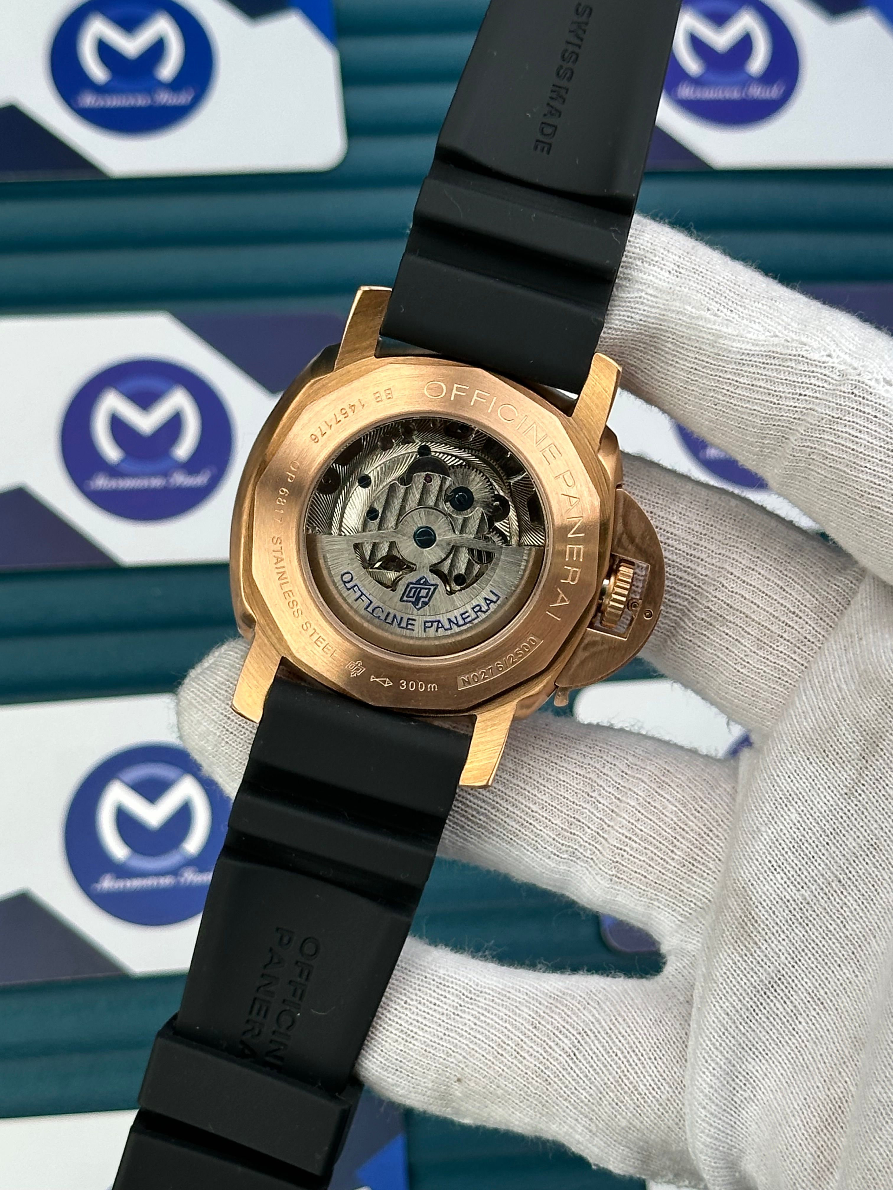 LUMINOR SUBMERSIBLE PANERAI AUTOMATIC BLACK DIAL ROSE CASE BLACK DIAL