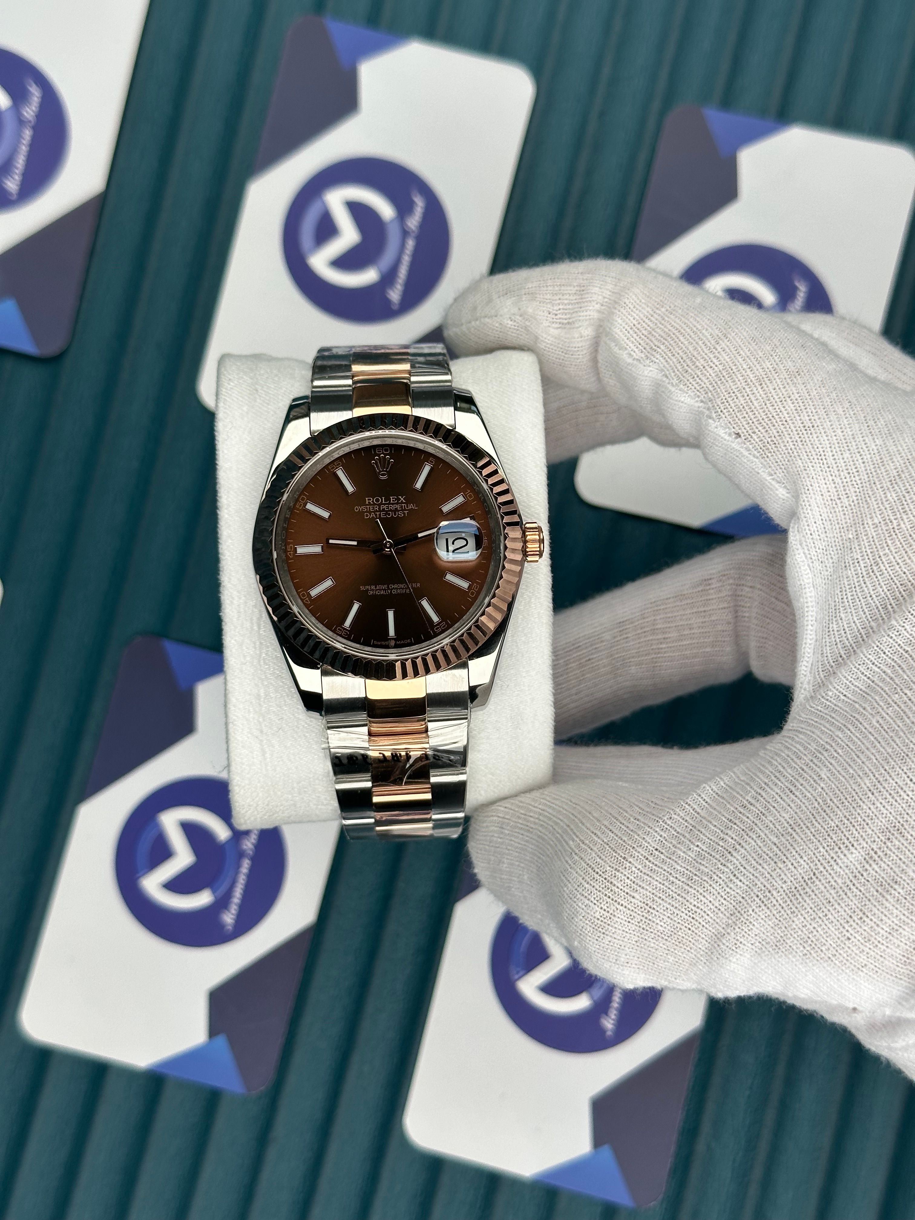 ROLEX DATEJUST CHOCOLATE ROSE-SILVER OYSTER