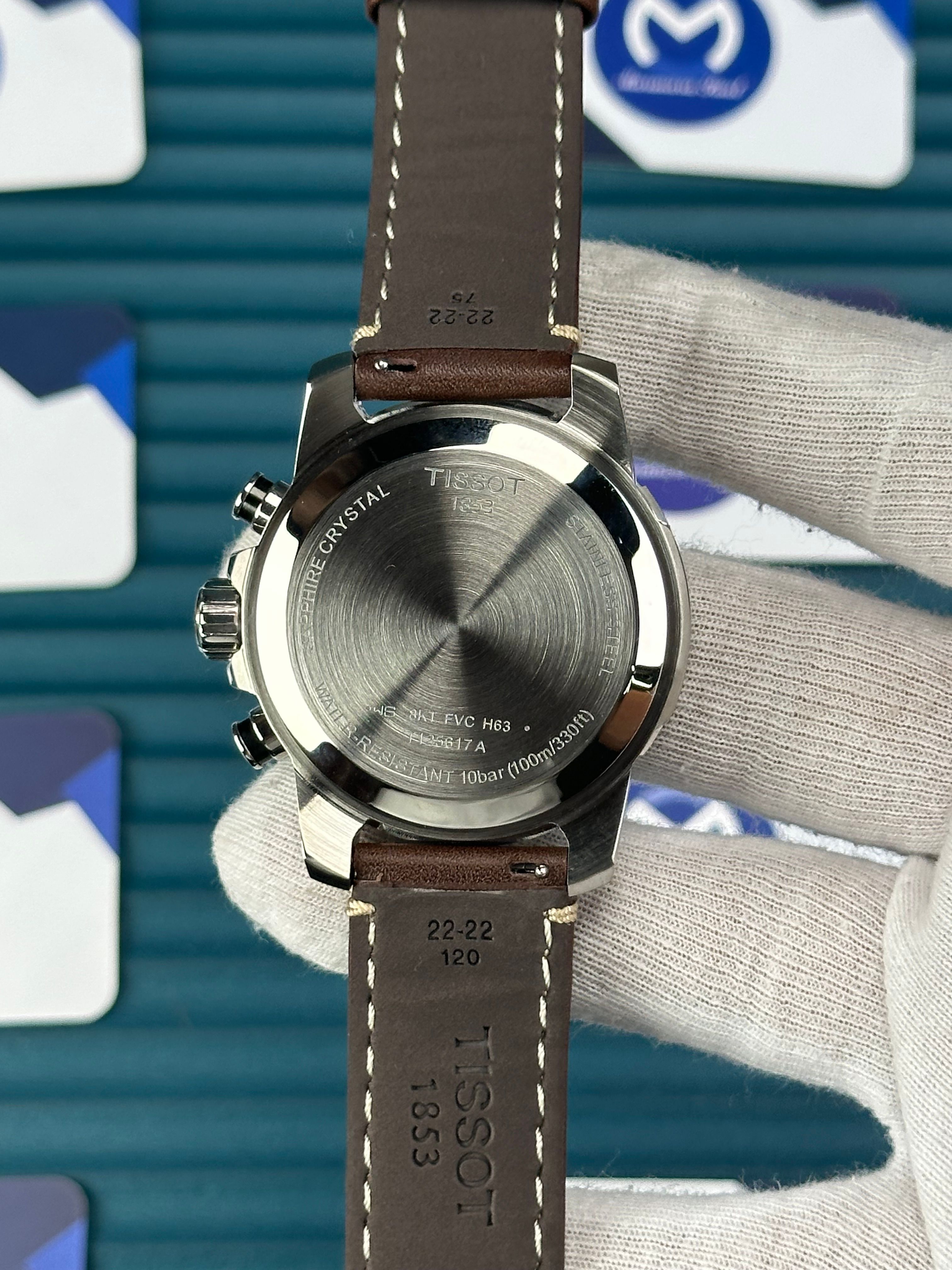 TISSOT SUPERSPORT CHRONO BLACK DIAL BROWN LEATHER CORD