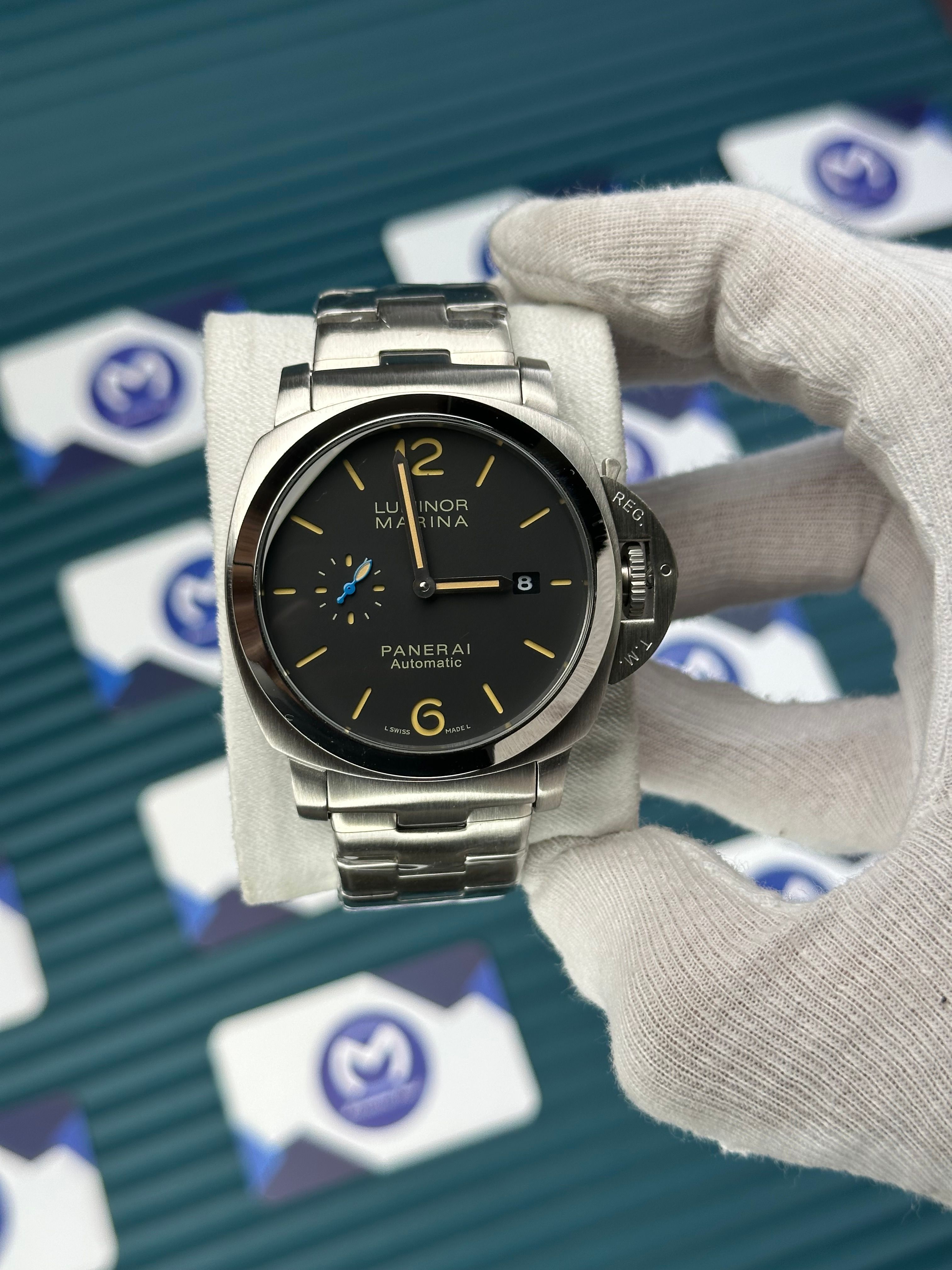LUMINOR MARINA PANERAI BLACK DIAL SECOND CHRONOGRAPH SILVER CORD