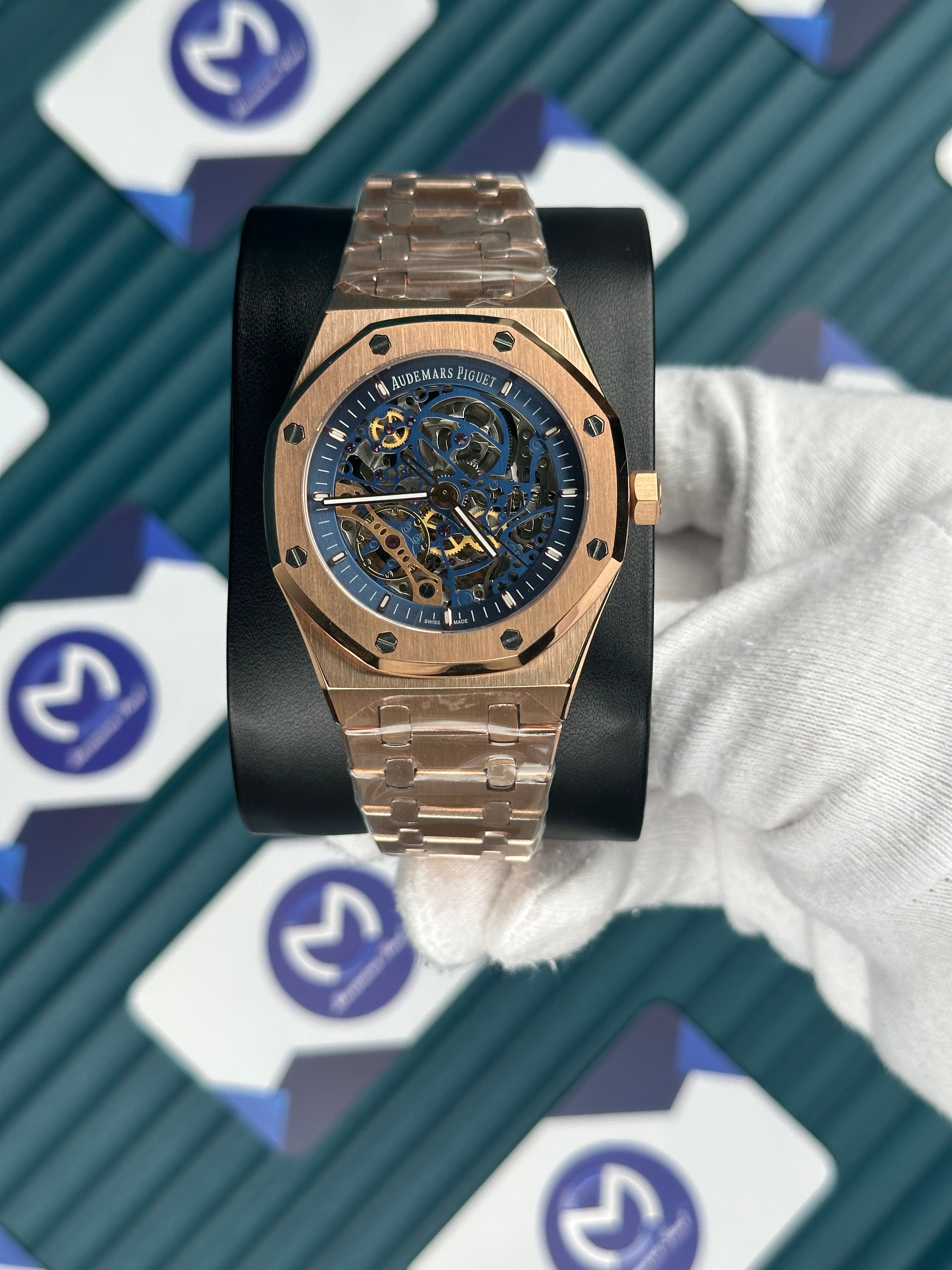 Audemars Piguet Royal Oak Rose Gold Mavi İskelet Kadran Automatic