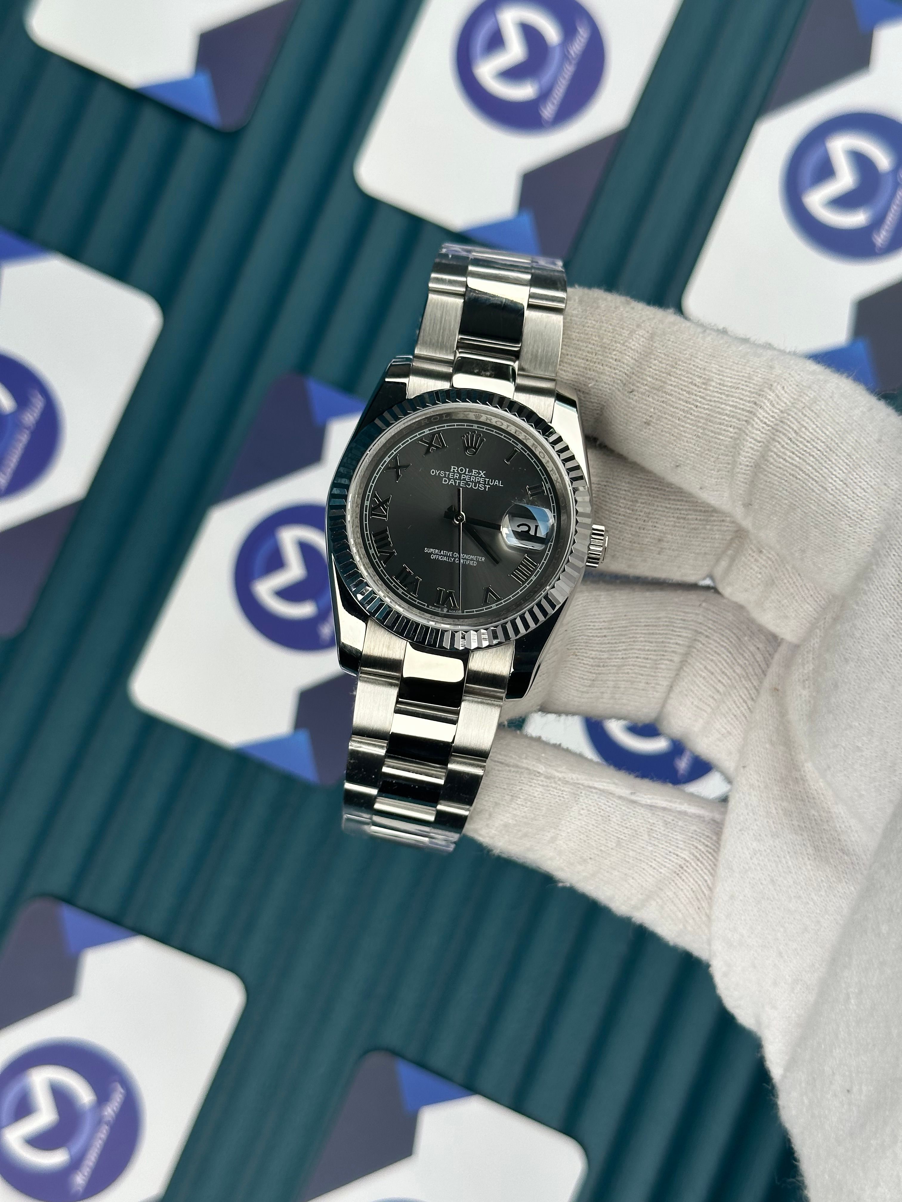 ROLEX 36 GREY DIAL SILVER OYSTER