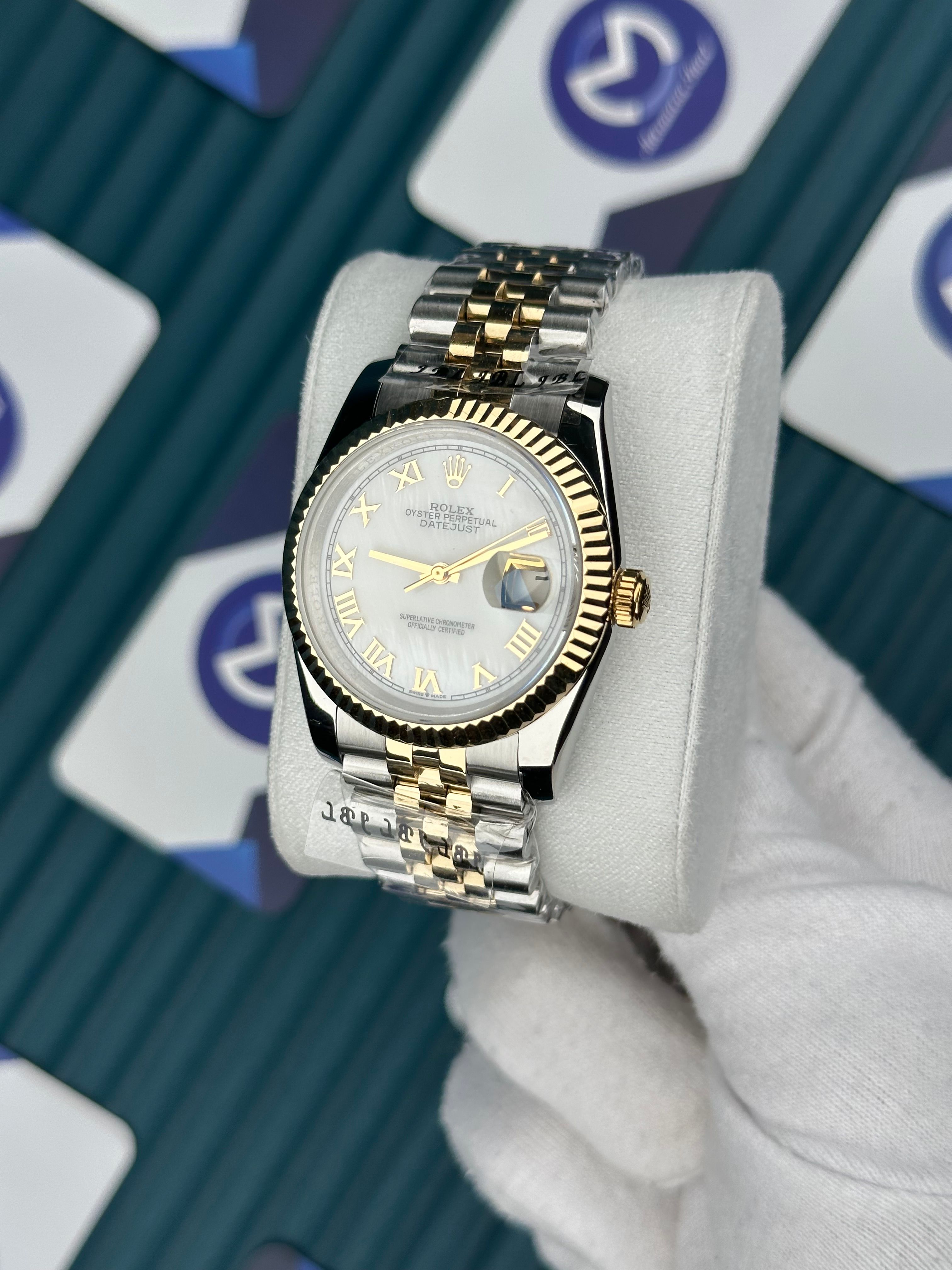 ROLEX 36 SEDEFLİ BEYAZ  GOLD-SILVER JUBILEE