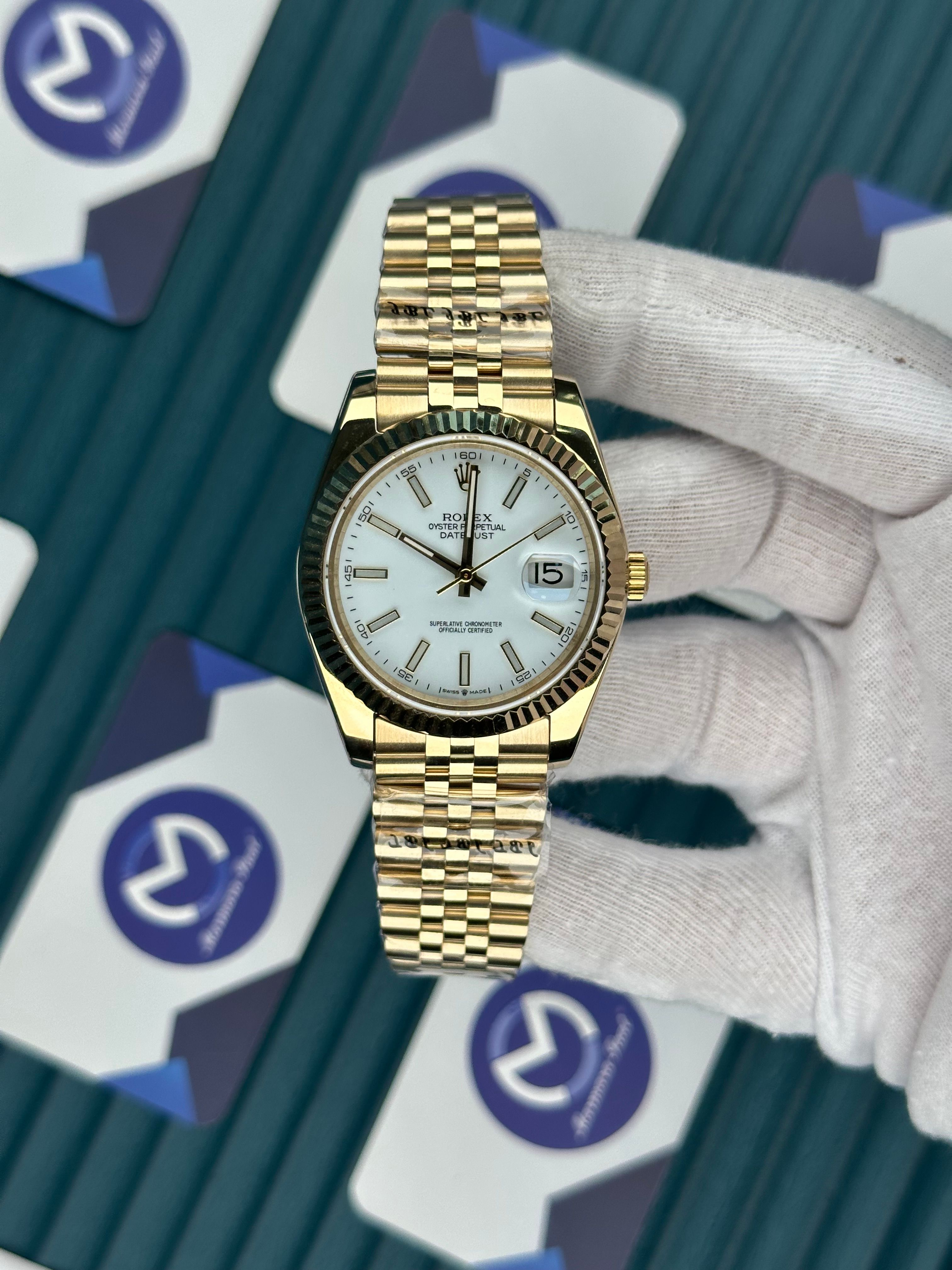 ROLEX DATEJUST WHITE DIAL GOLD JUBILE