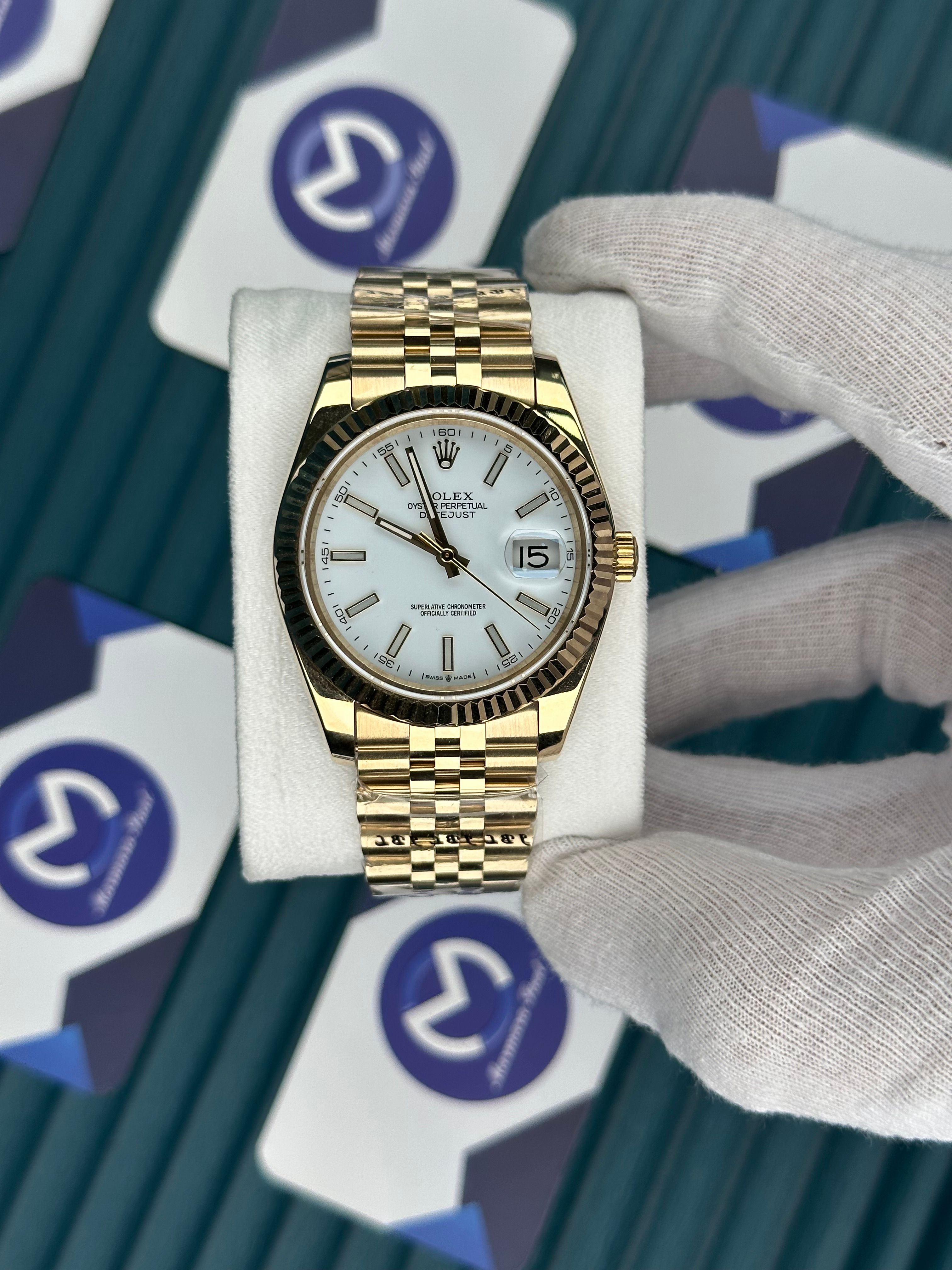 ROLEX DATEJUST WHITE DIAL GOLD JUBILE