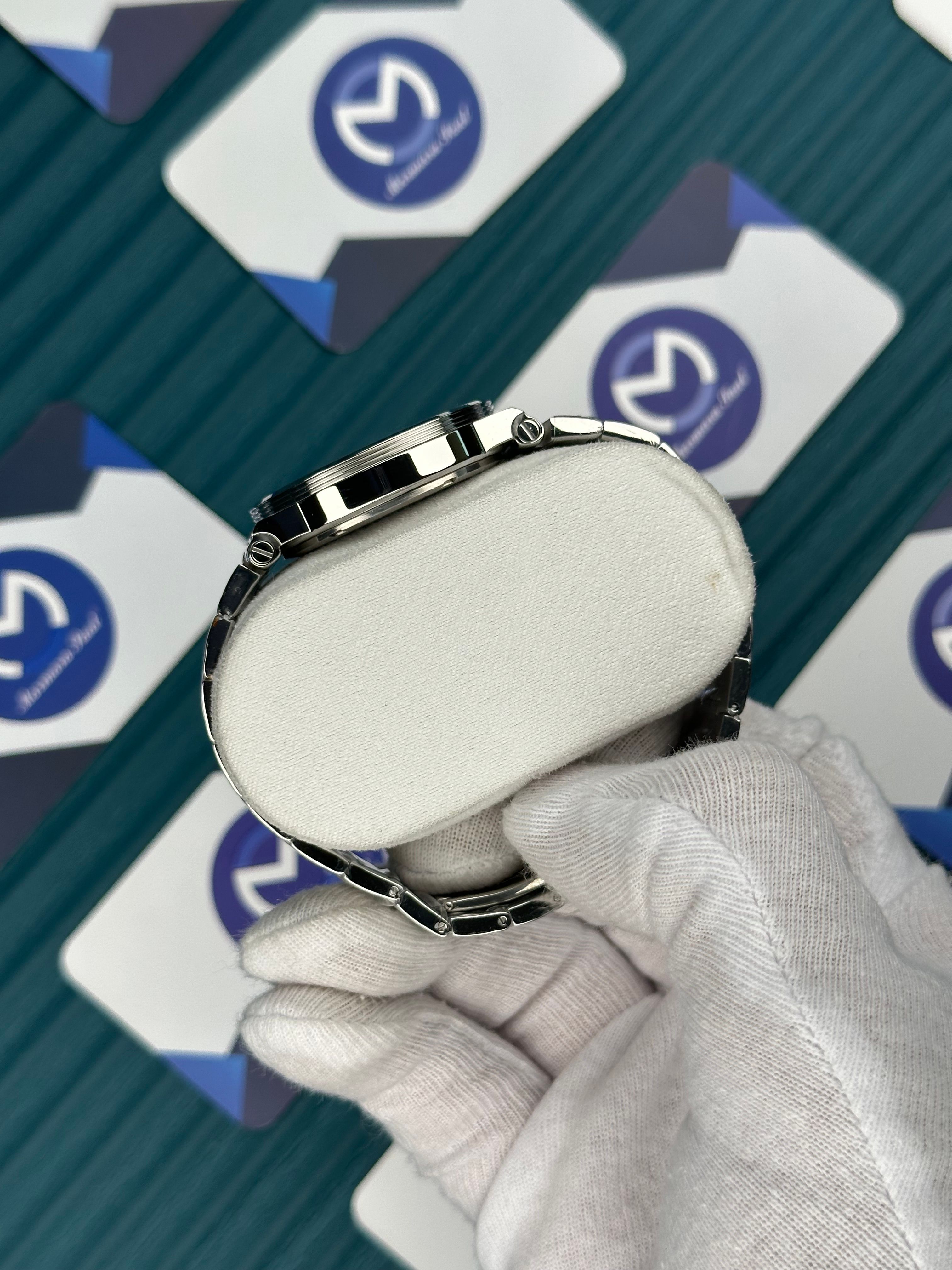 VERSACE 36 BLUE DIAL GOLD INDEX SILVER CORD