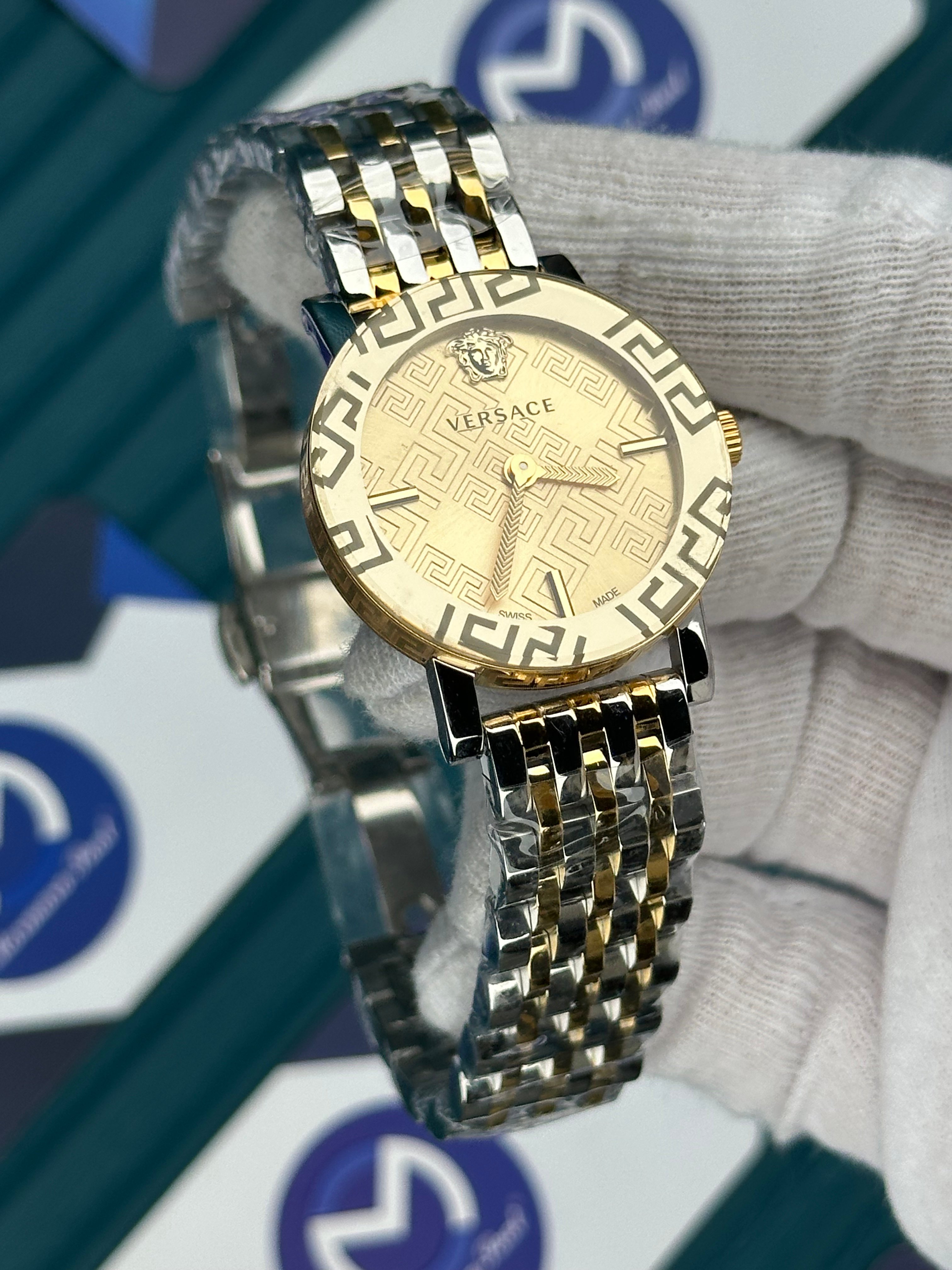 VERSACE DESENLİ AYNALI BEZEL GOLD KADRAN GOLD-SILVER 