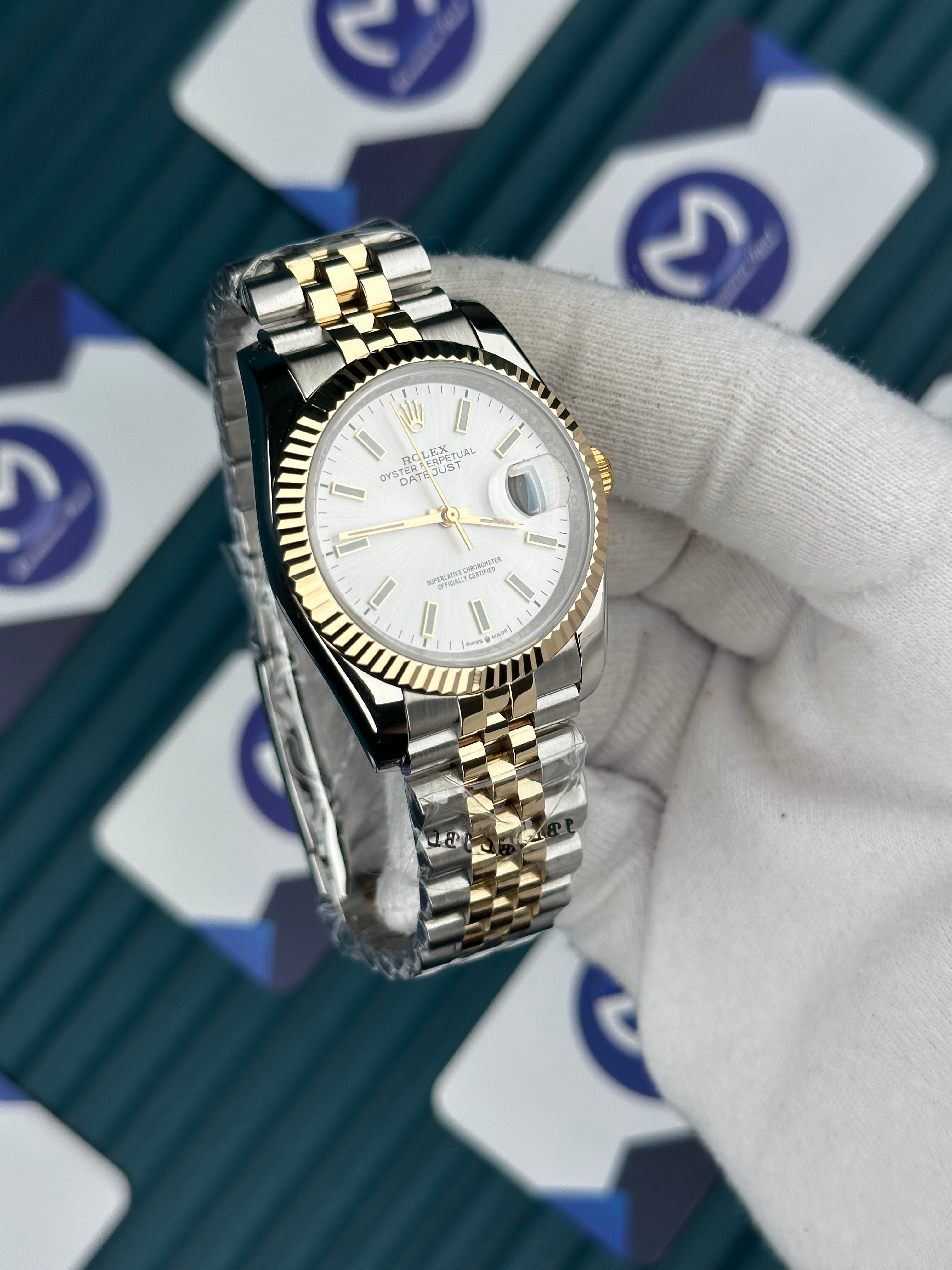 ROLEX 36 BEYAZ KADRAN DÜZ INDEX GOLD-SILVER JUBILEE