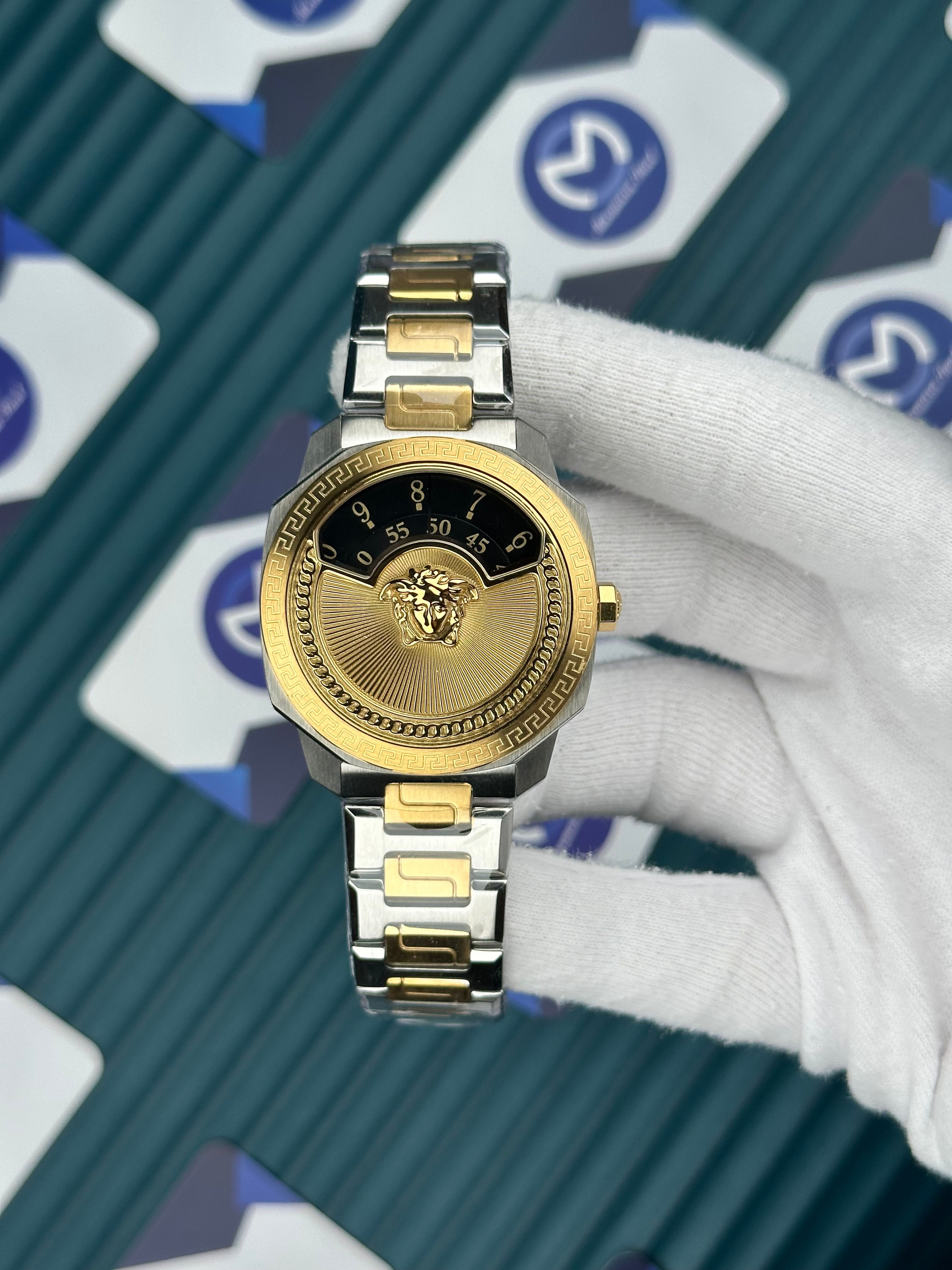 Versace Gold-Silver Yeni Nesil 3D Logolu Siyah Kadran