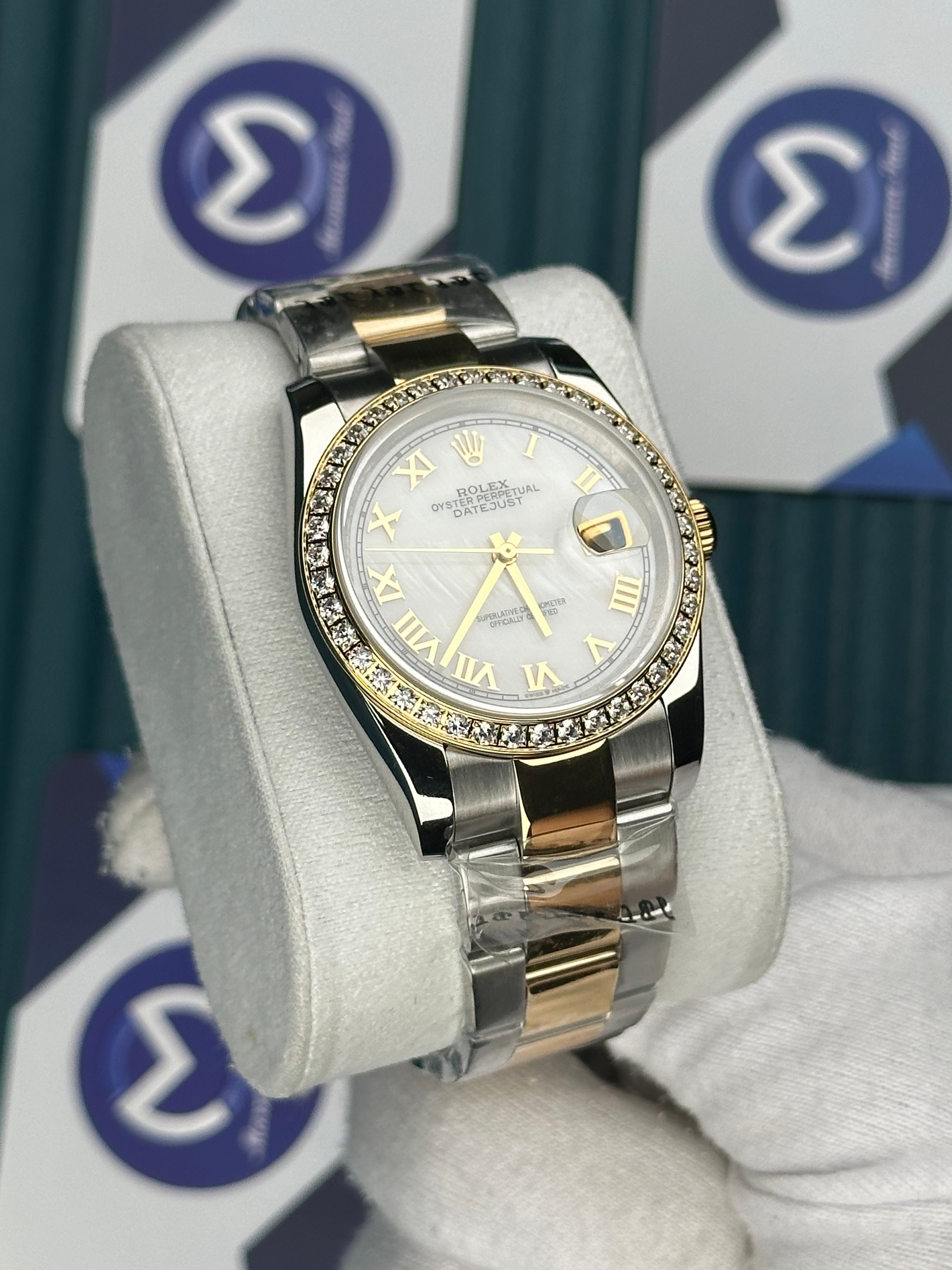 ROLEX BEYAZ SEDEF ROMA INDEX PIRLANTA BEZEL GOLD-SILVER OYSTER