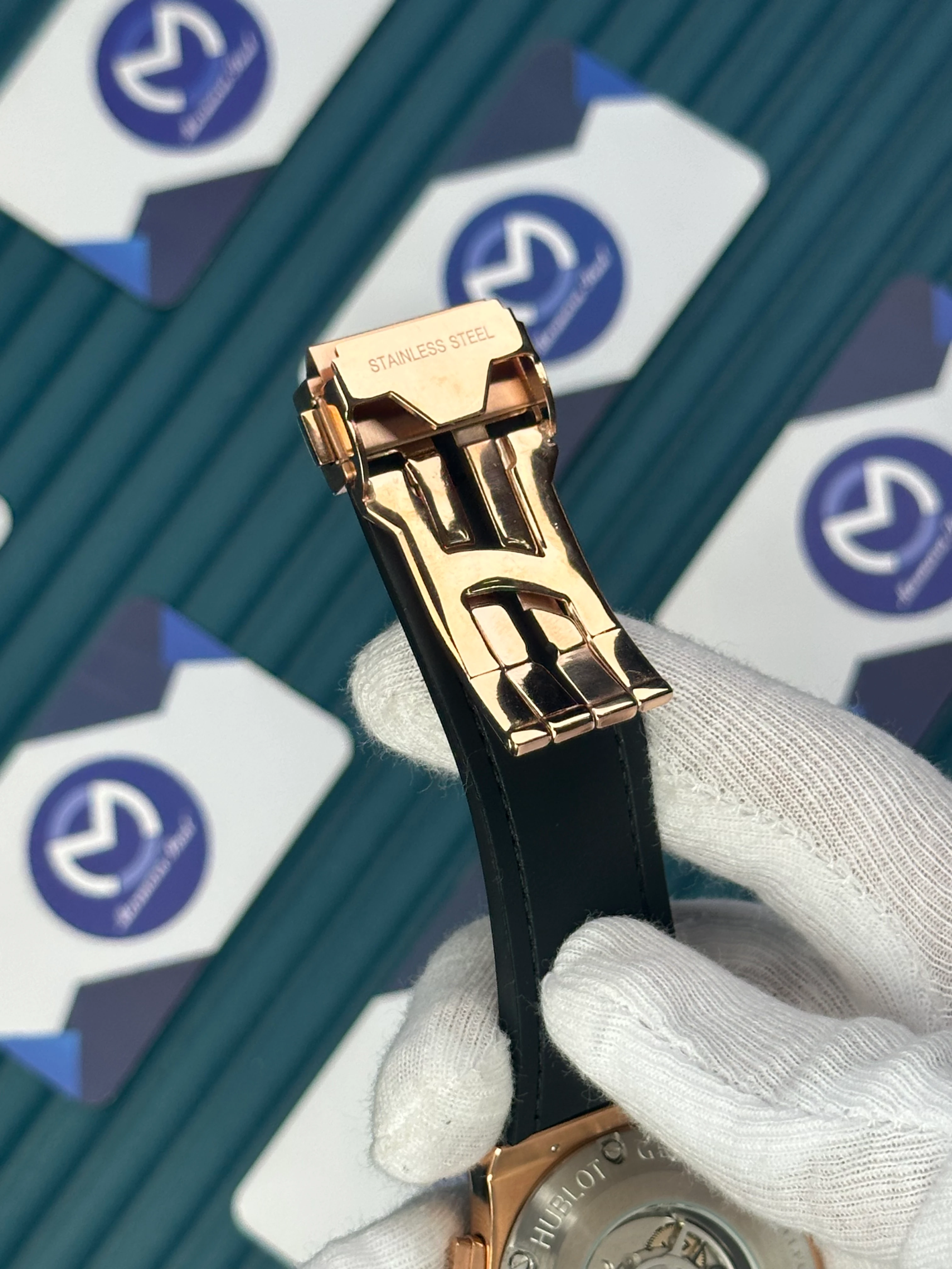 HUBLOT AUTOMATIC CLASSIC FUSHION VENDOME BLACK DIAL CHRONOGRAPH BEIGE LEATHER CORD 