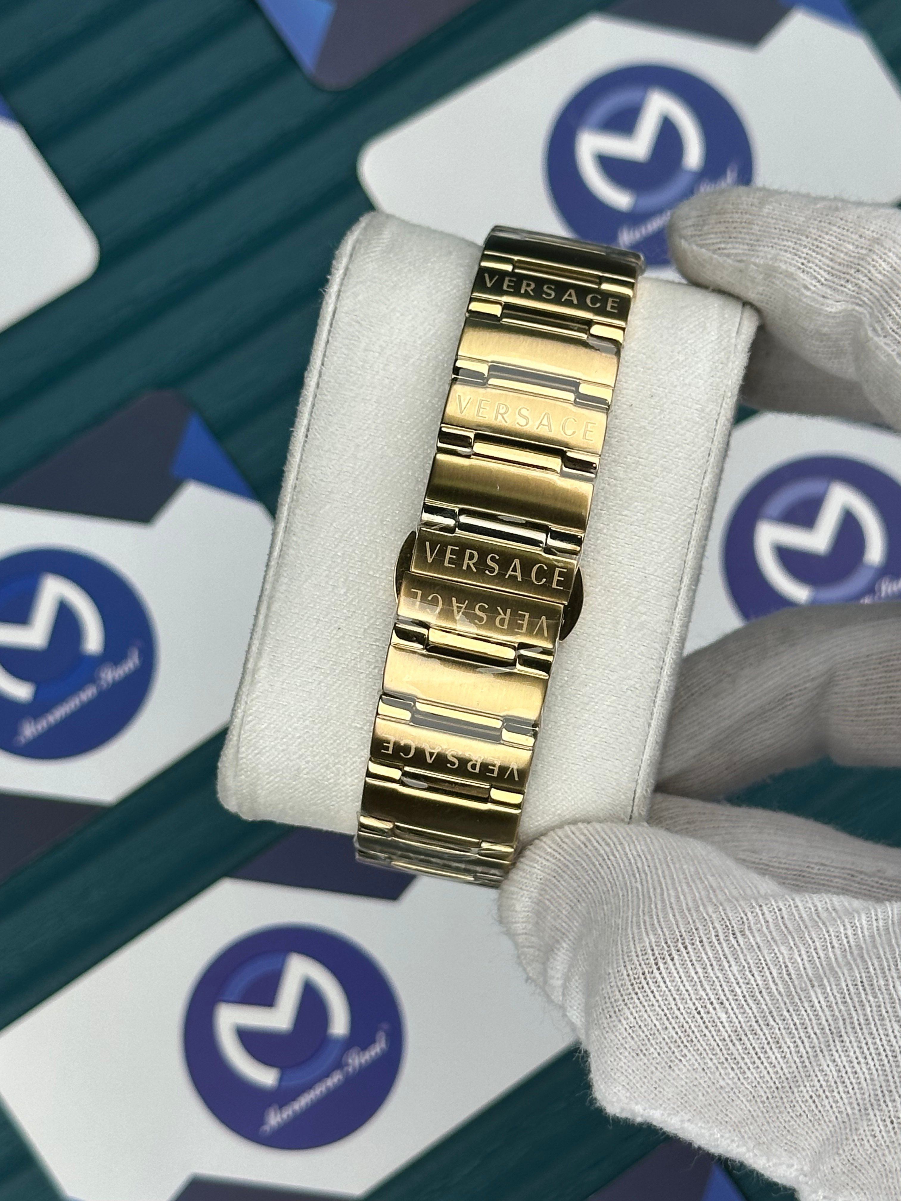 VERSACE 36 GREEN DIAL CHRONOMETER GOLD