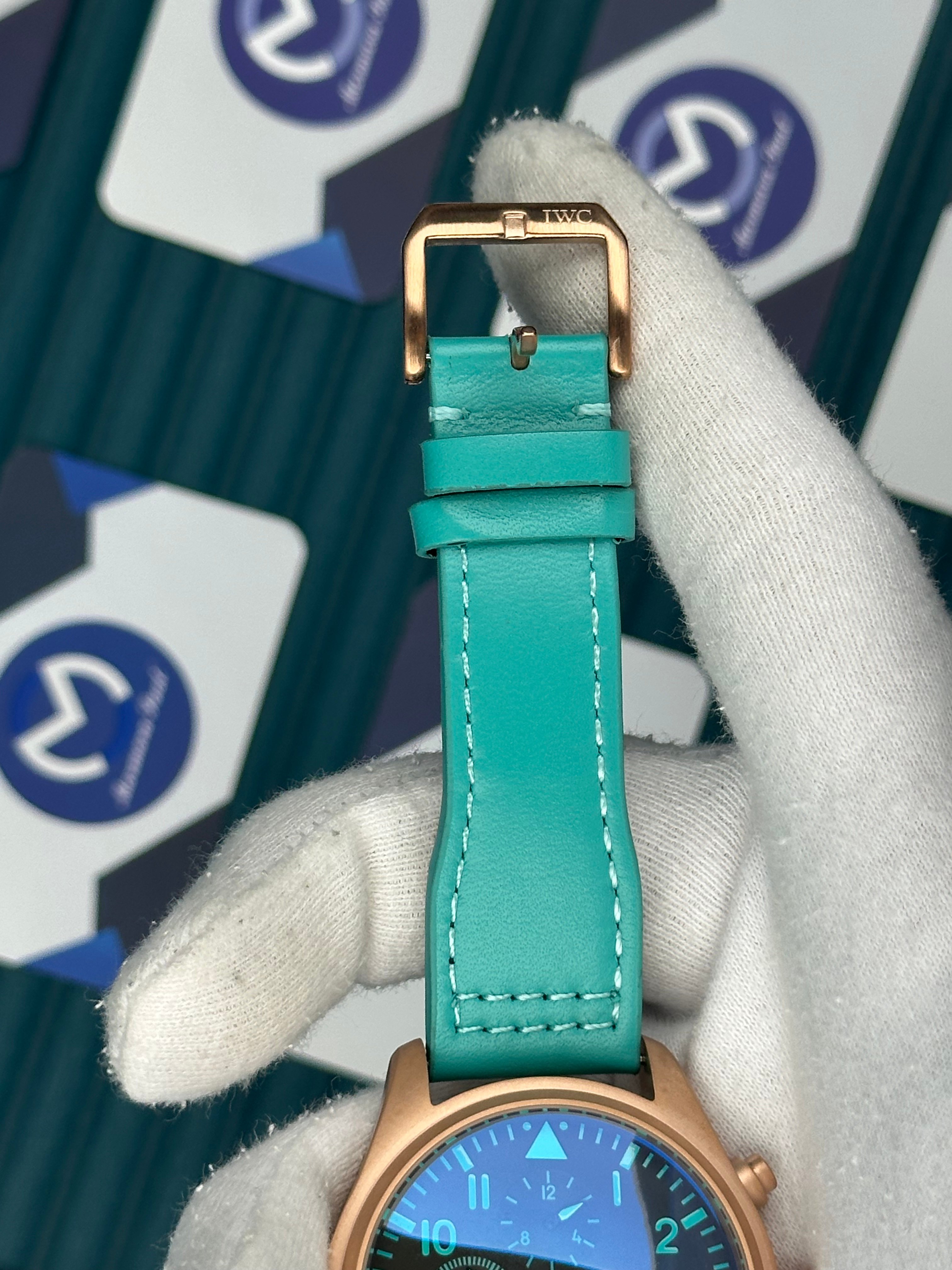 IWC Chronograph Rose Case Turquoise Cord  Automatic