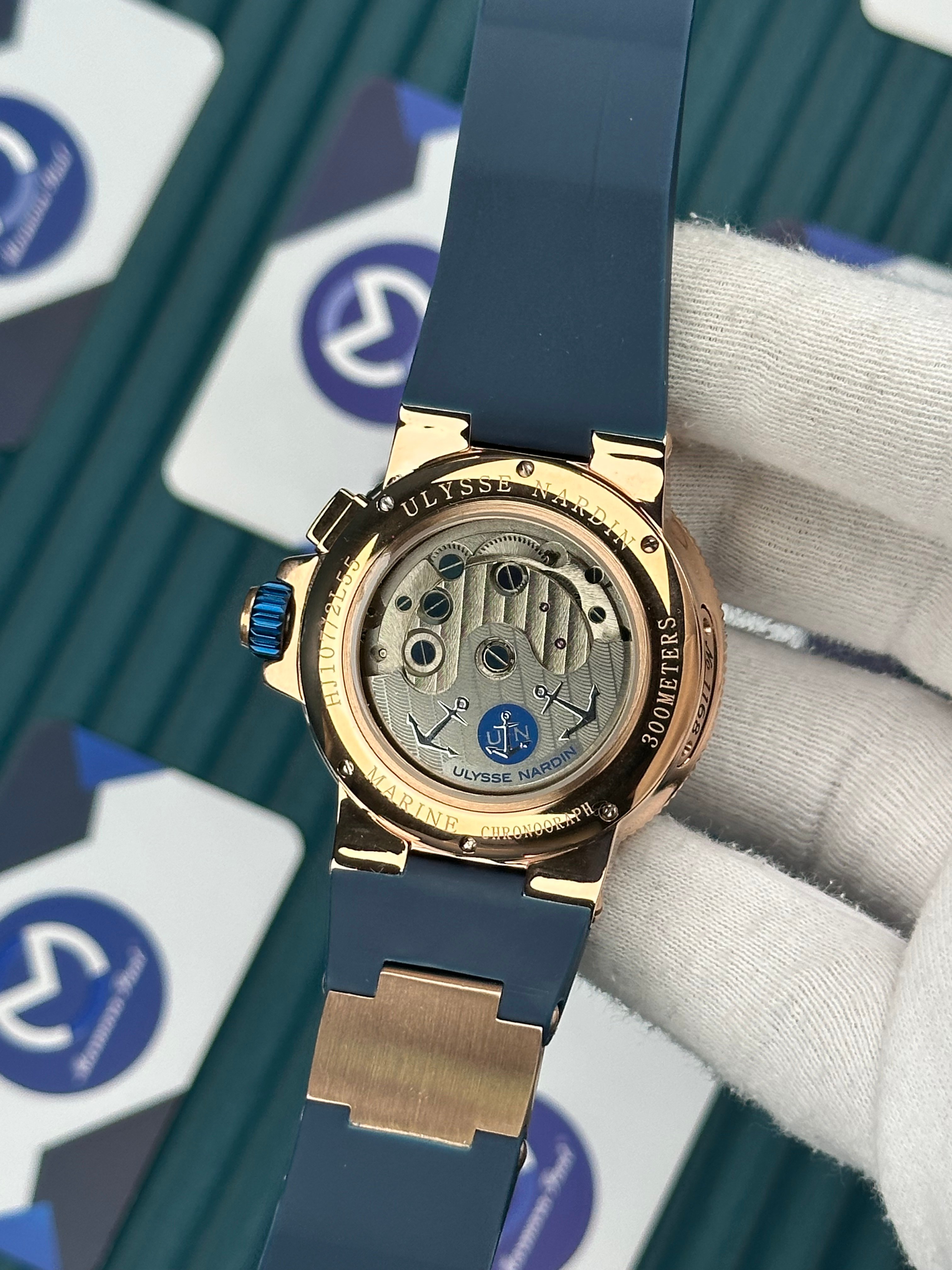 Ulysse Nardin Marine Blue Cord White Dial Rose Case Tourbillon