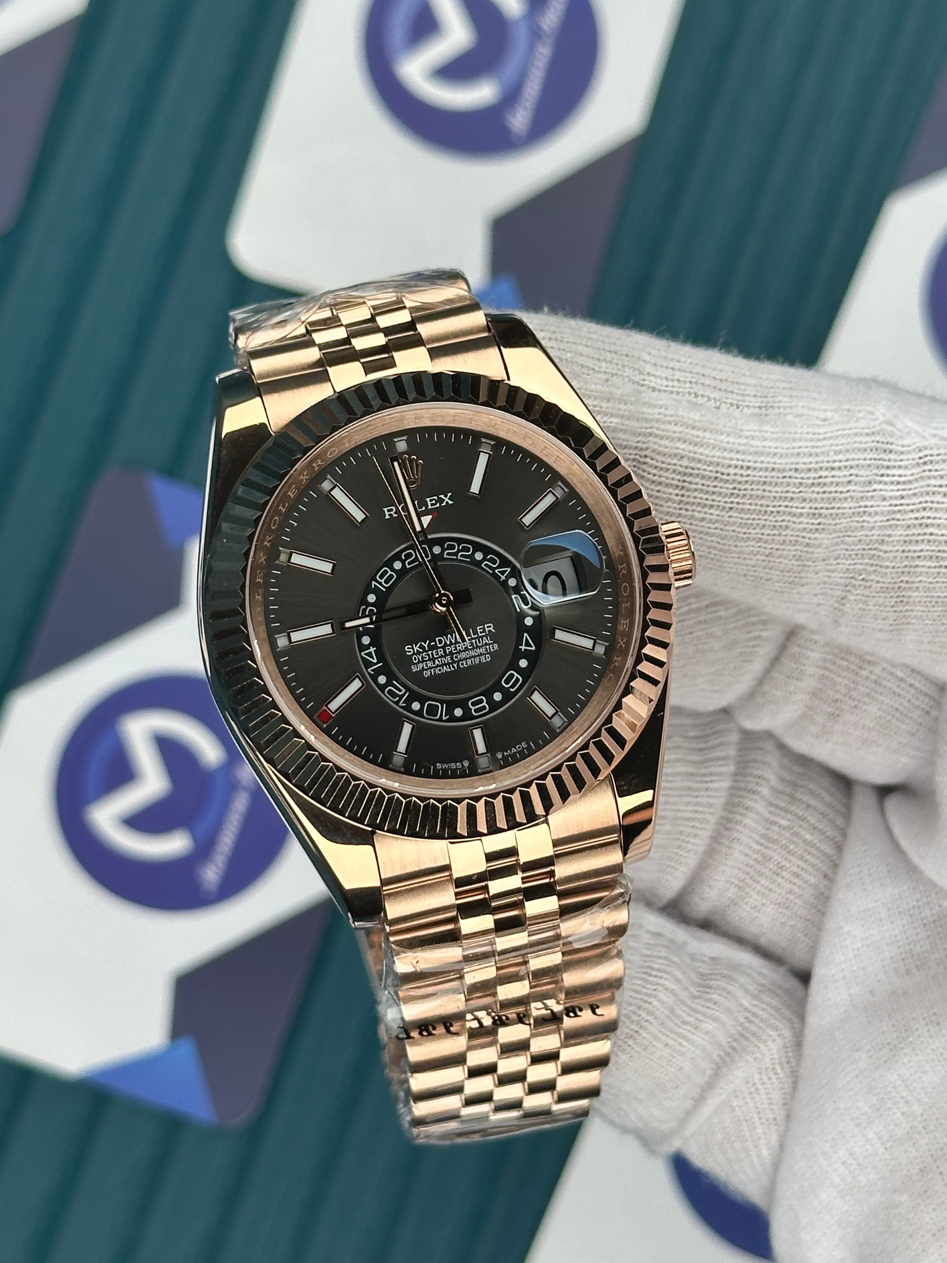 ROLEX SKY-DWELLER GREY DIAL ROSE JUBILE