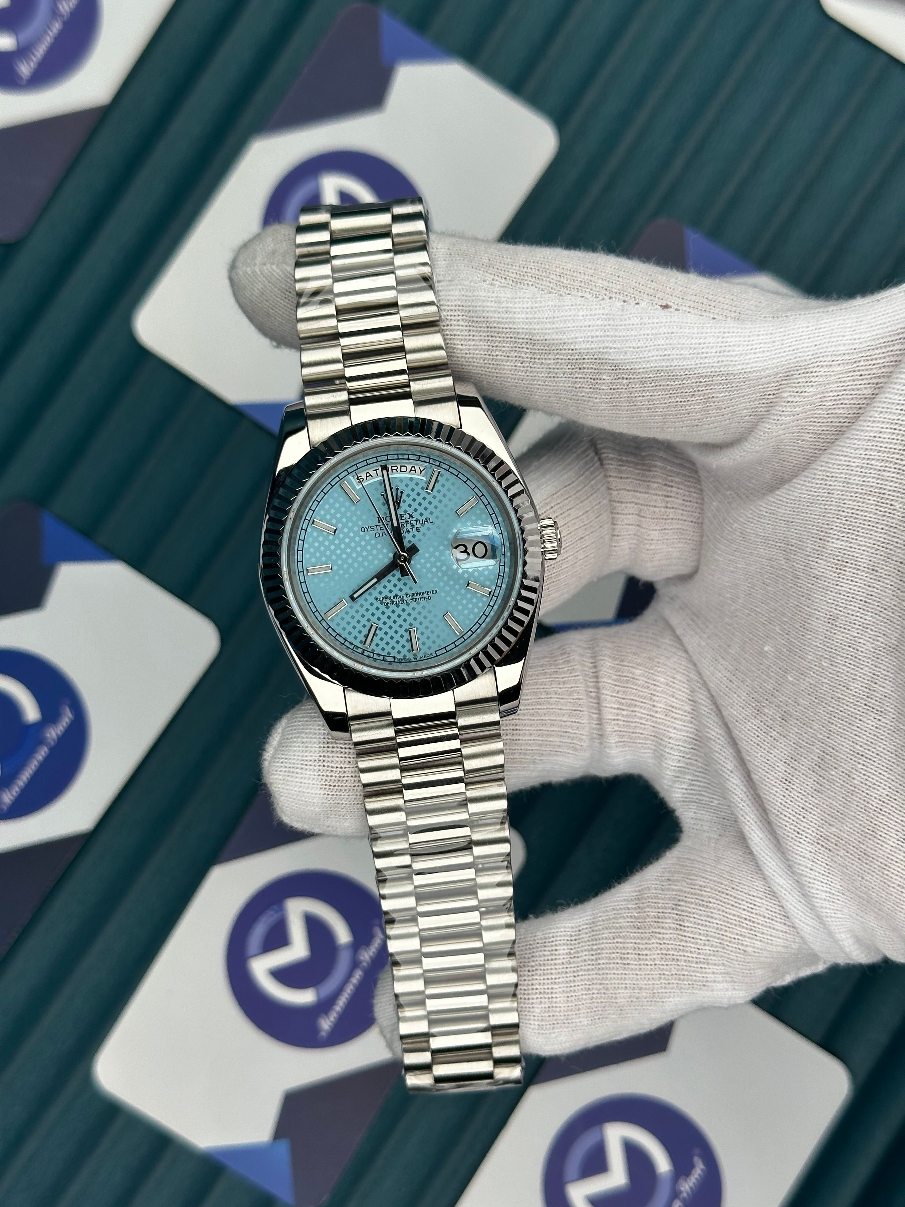 ROLEX DAY-DATE MOZAIK TIFFANY SILVER PRESIDENT