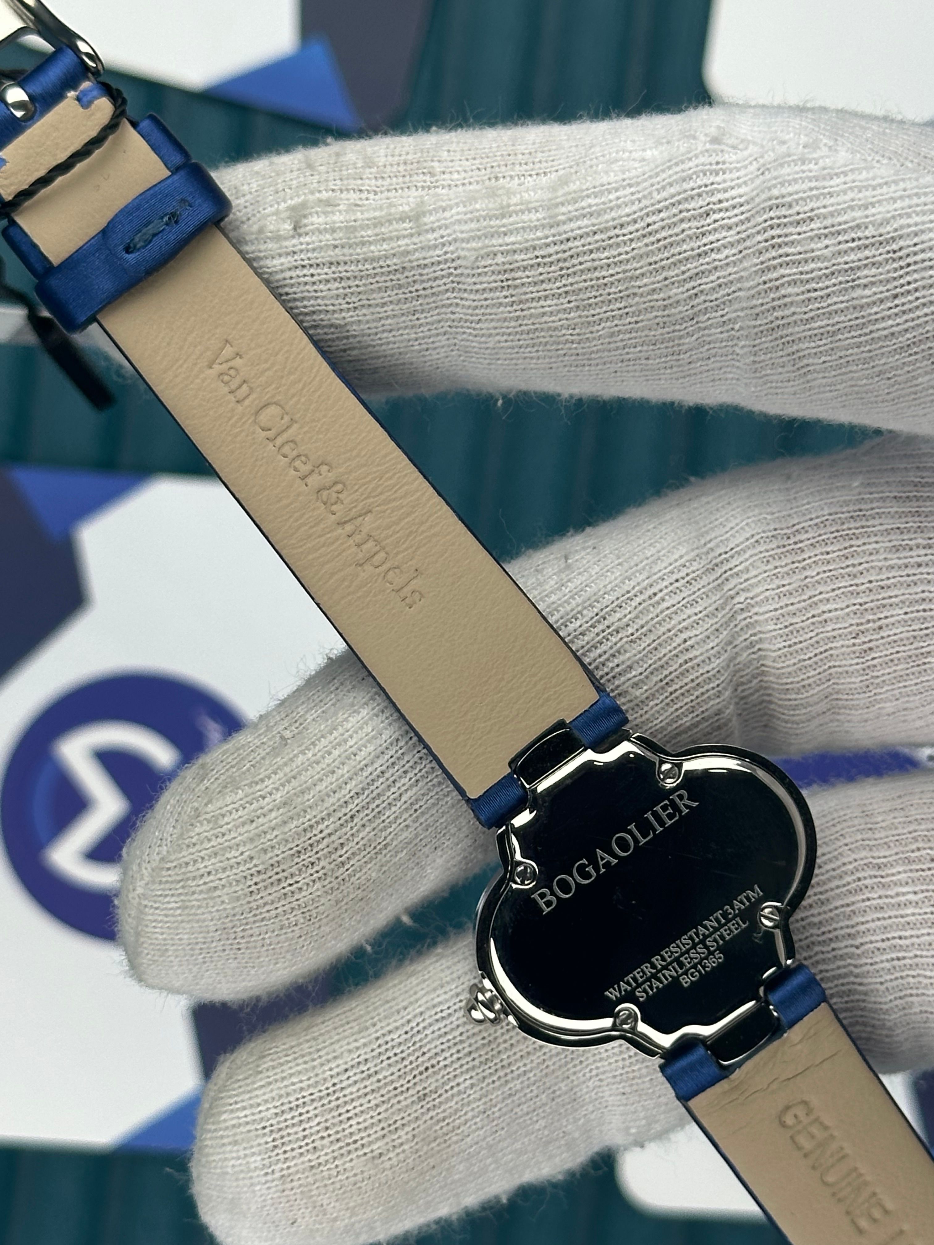 VAN CLEEF & ARPELS WHITE DIAL SILVER CASE BLUE LEATHER CORD