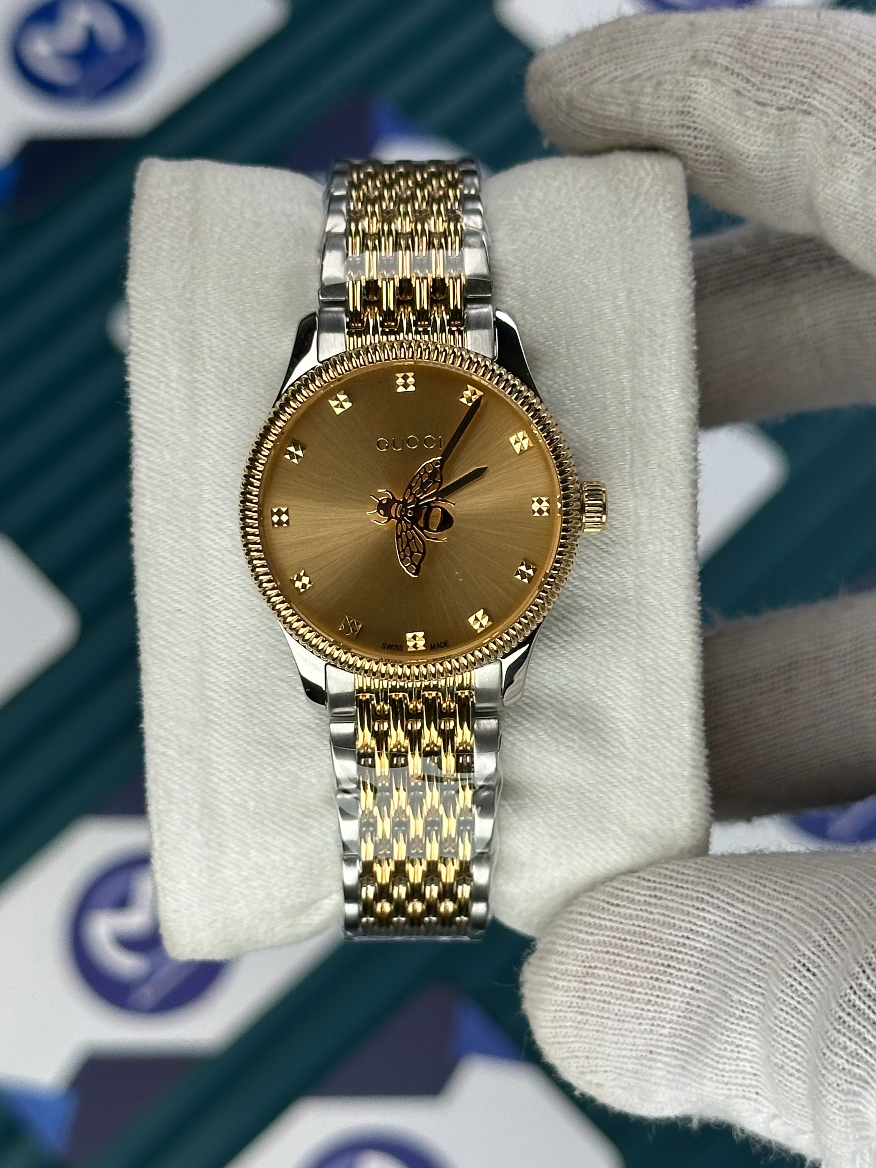 GUCCI GOLD DIAL SPINNING BUTTERFLY GOLD-SILVER