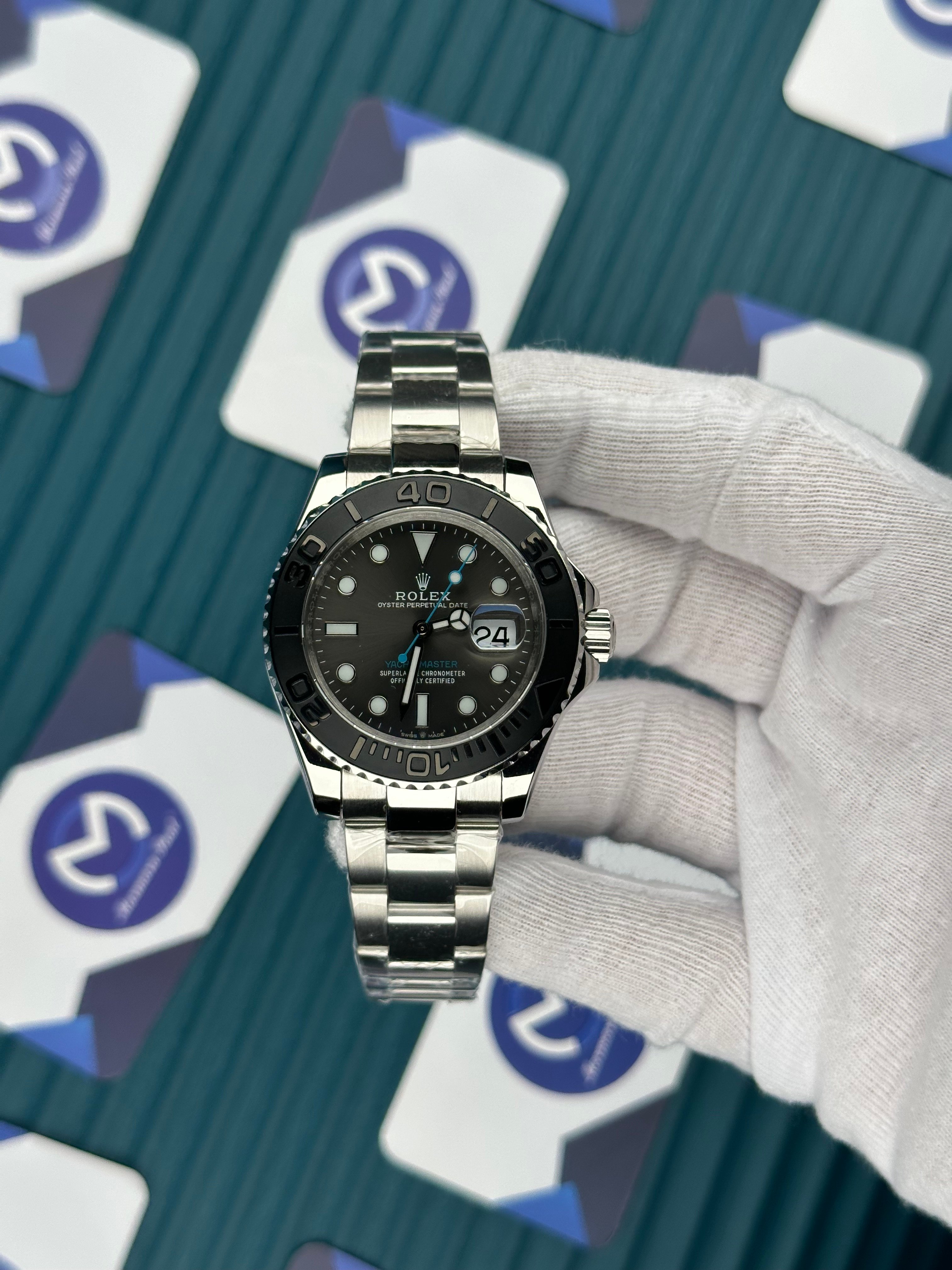 ROLEX YACHT MASTER GREY DIAL AND BEZEL OYSTER SILVER