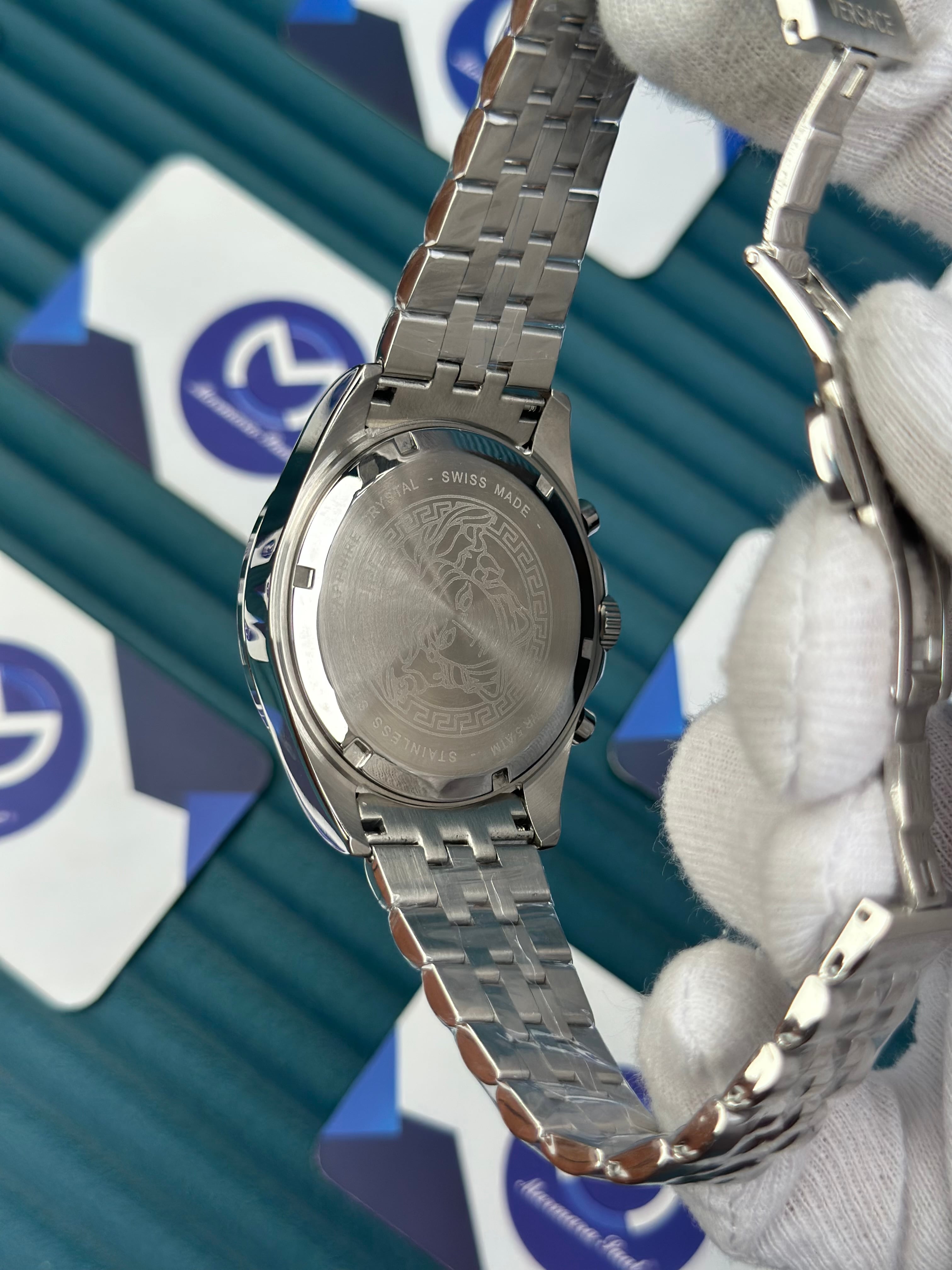 VERSACE WHITE DIAL CHRONOGRAPH SILVER JUBILE