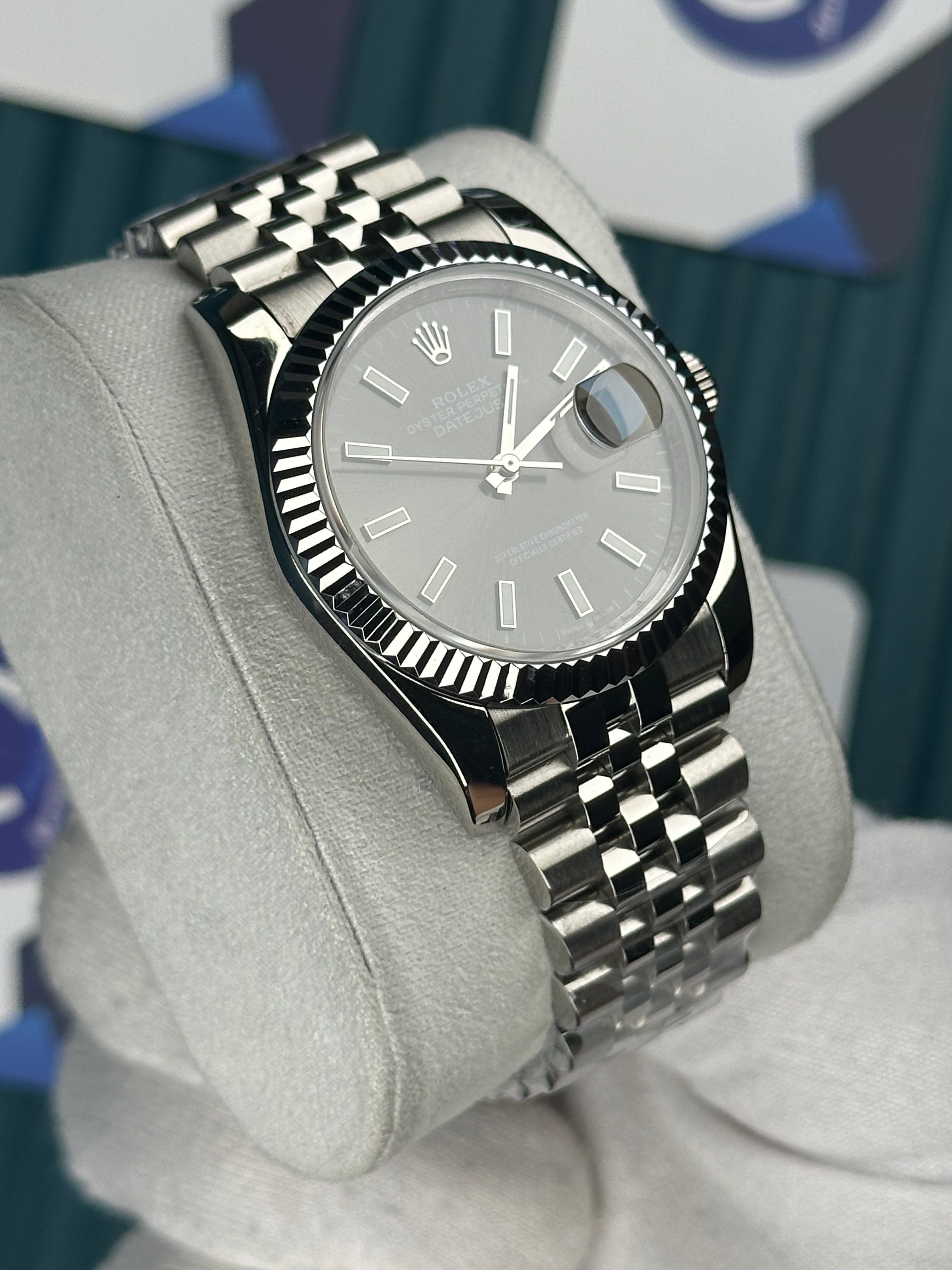 ROLEX 36 DATEJUST GREY DIAL SILVER JUBILEE 
